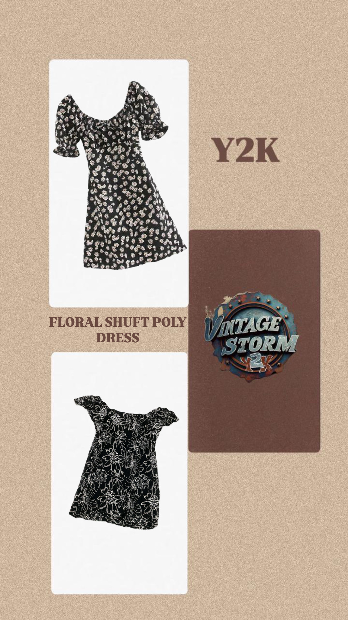 Y2K Floral Shift Poly Kleid