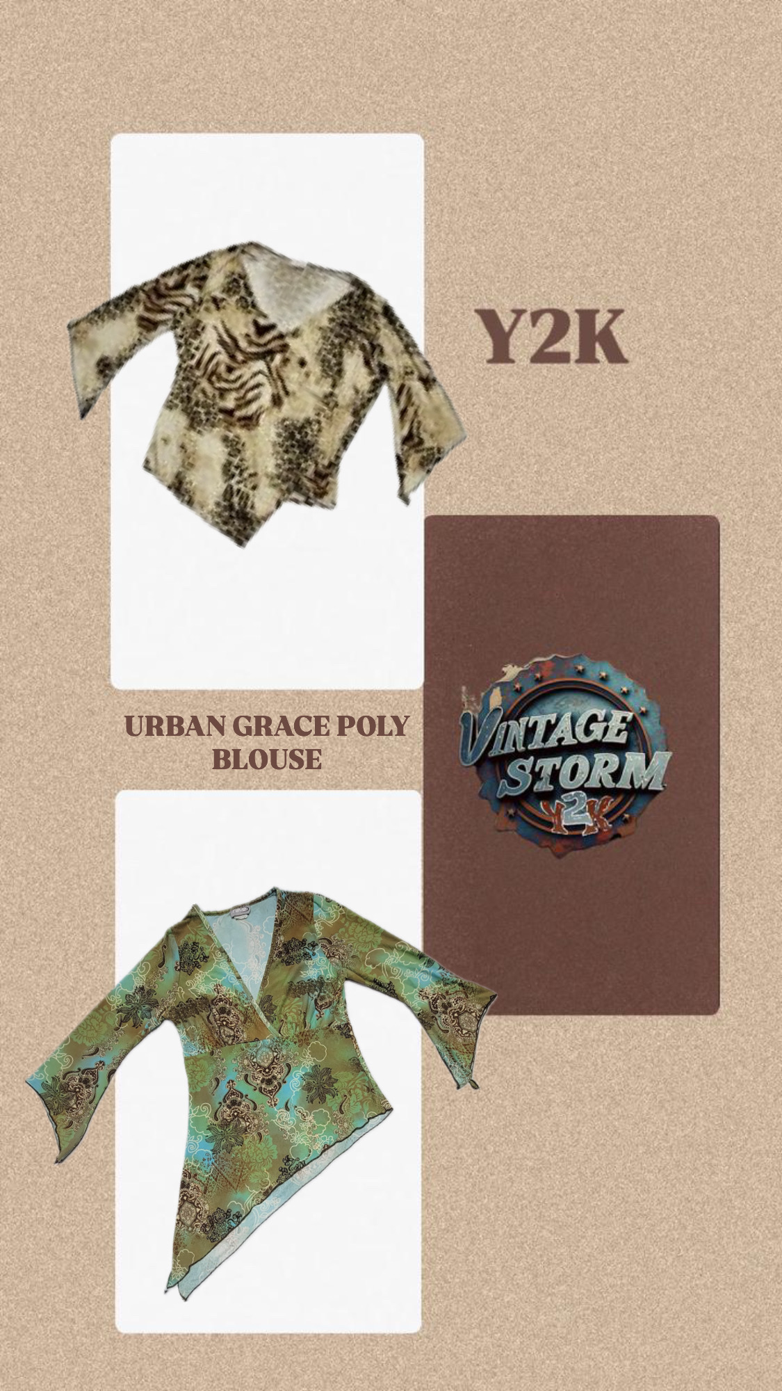 Y2K Urban Grace ポリ ブラウス