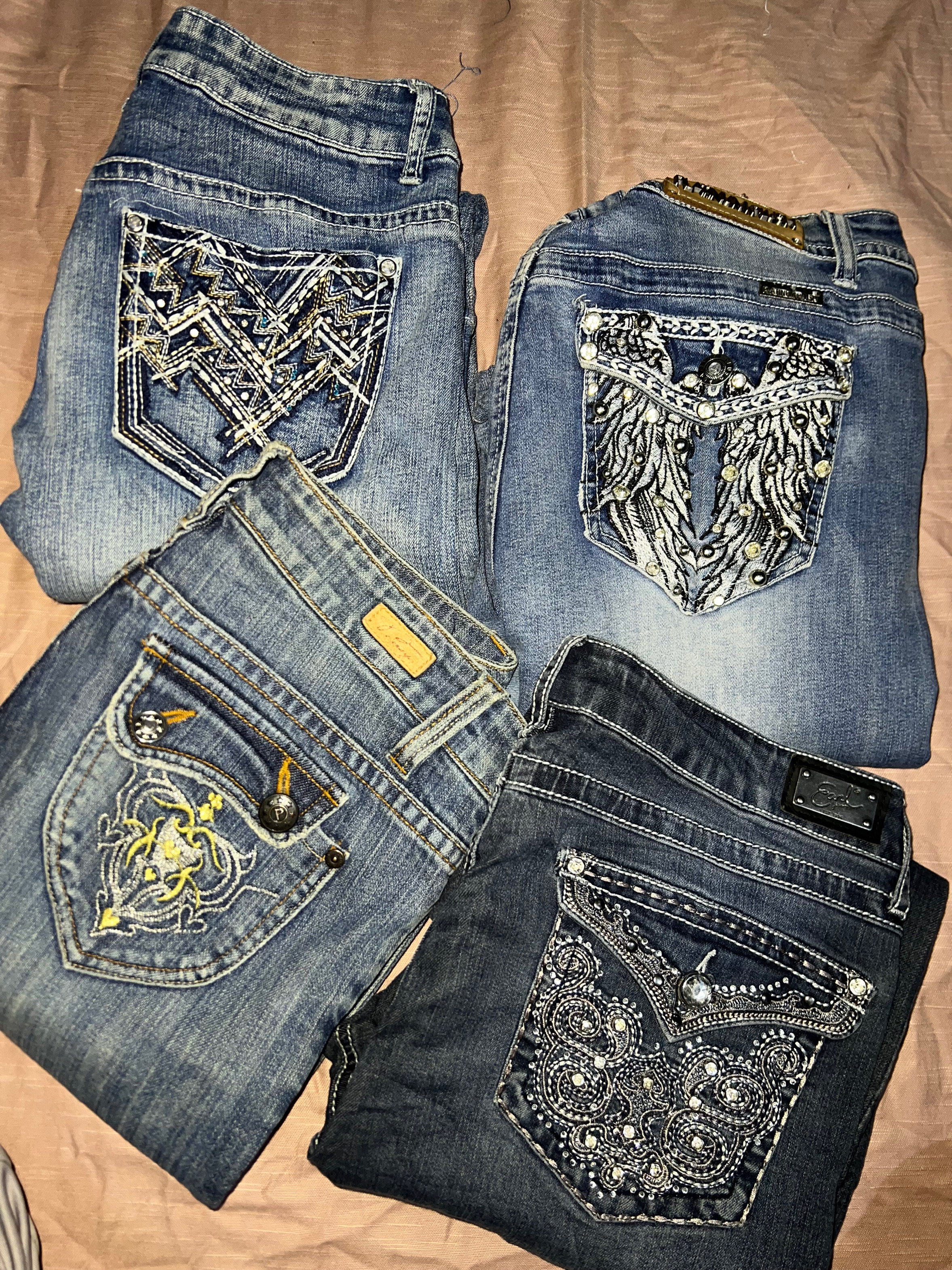 Jeans évasés Y2K jeans brodés BN024