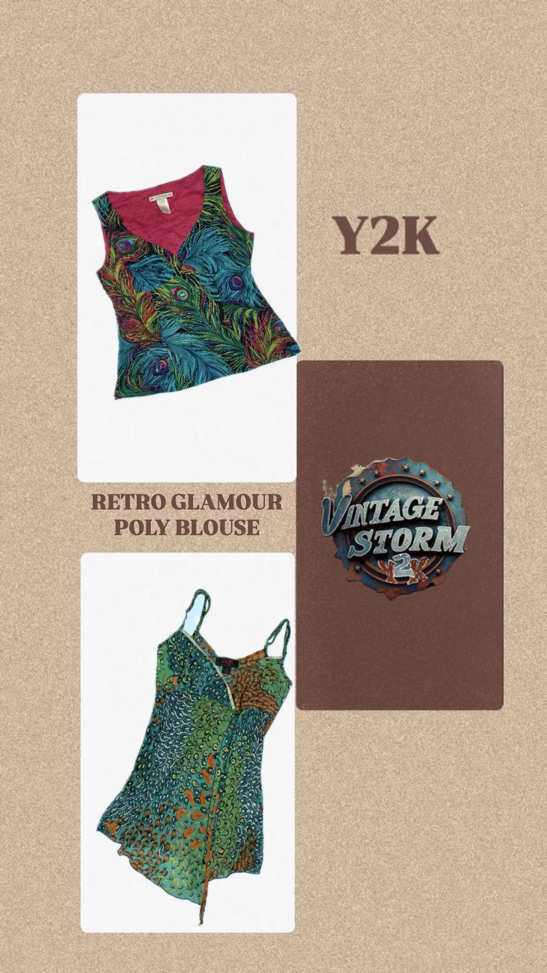 Y2K Retro Glamour Poly Bluse