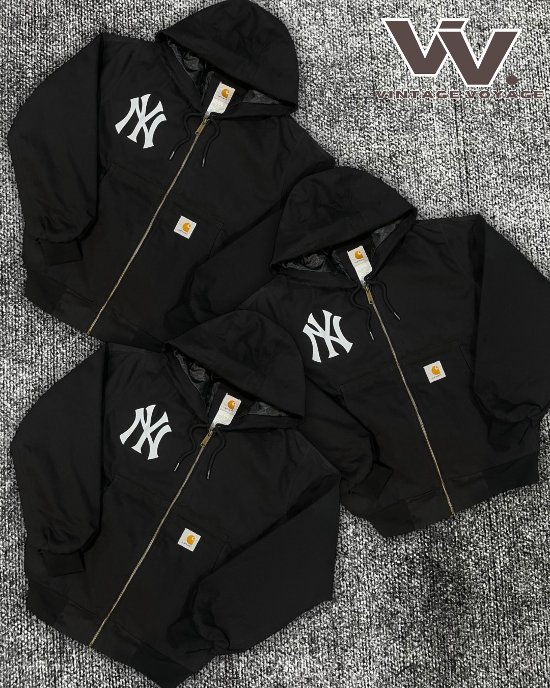 Vêtements actifs noirs retravaillés Carhartt x Yankees #2212