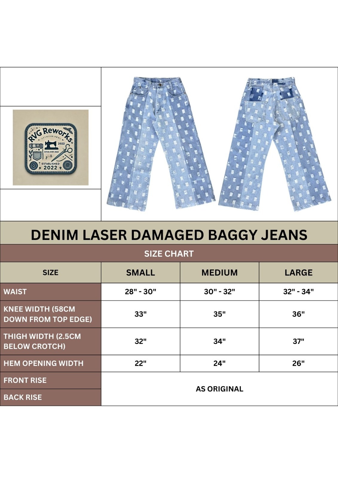 Jeans de Perna Larga Impressos a Laser Reciclados