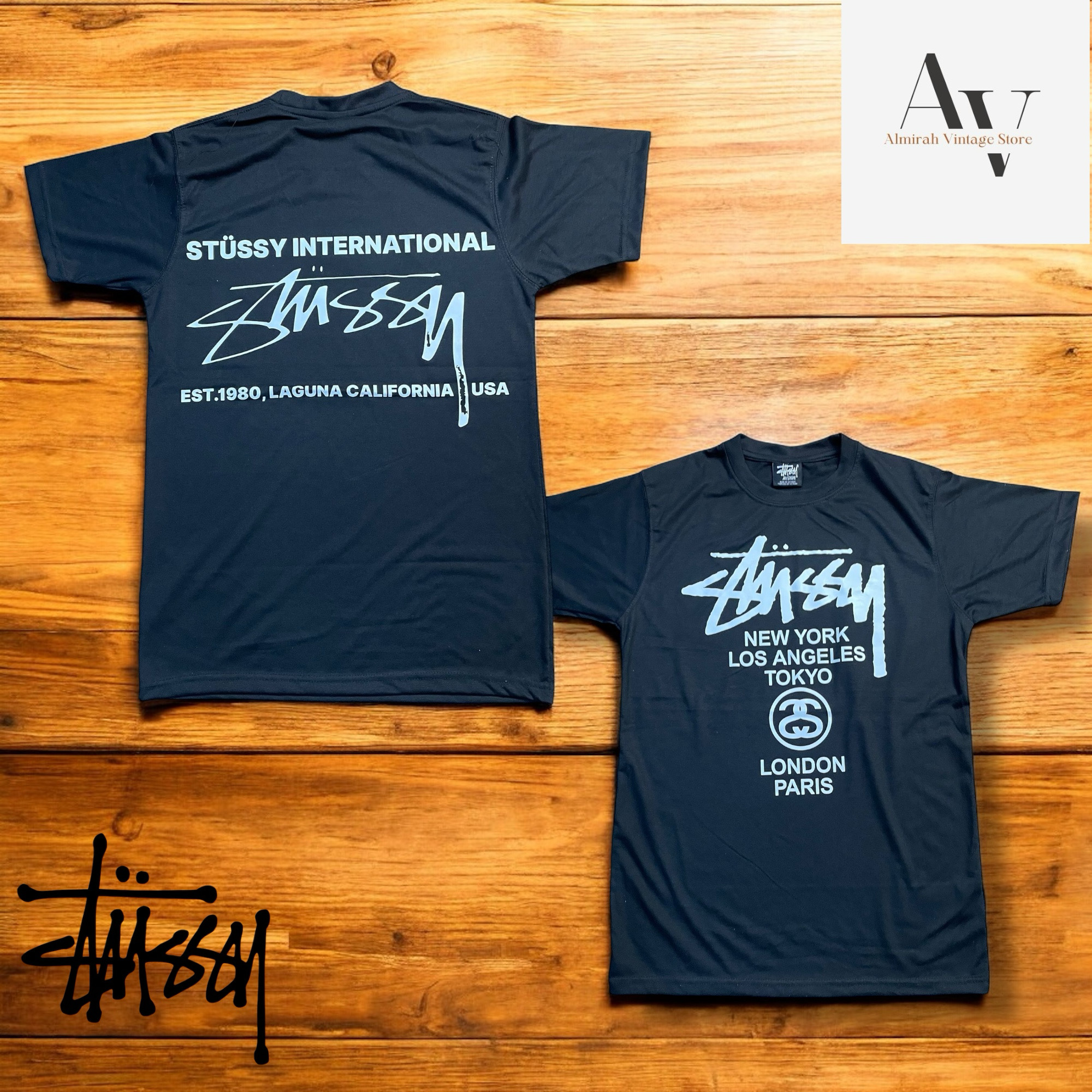 Stussy rework style 2 side printed tee