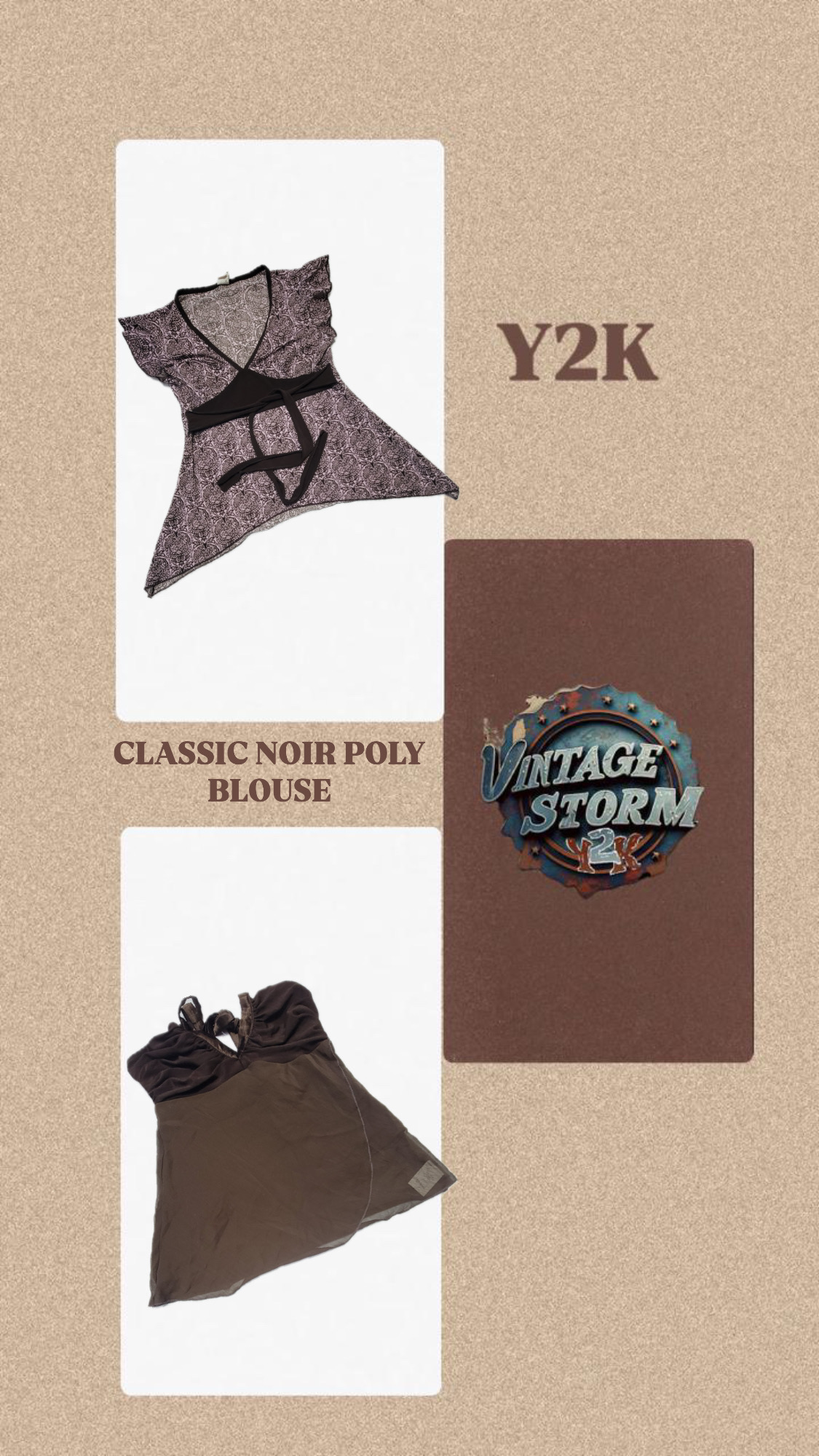 Y2K Classic Noir Poly-Bluse