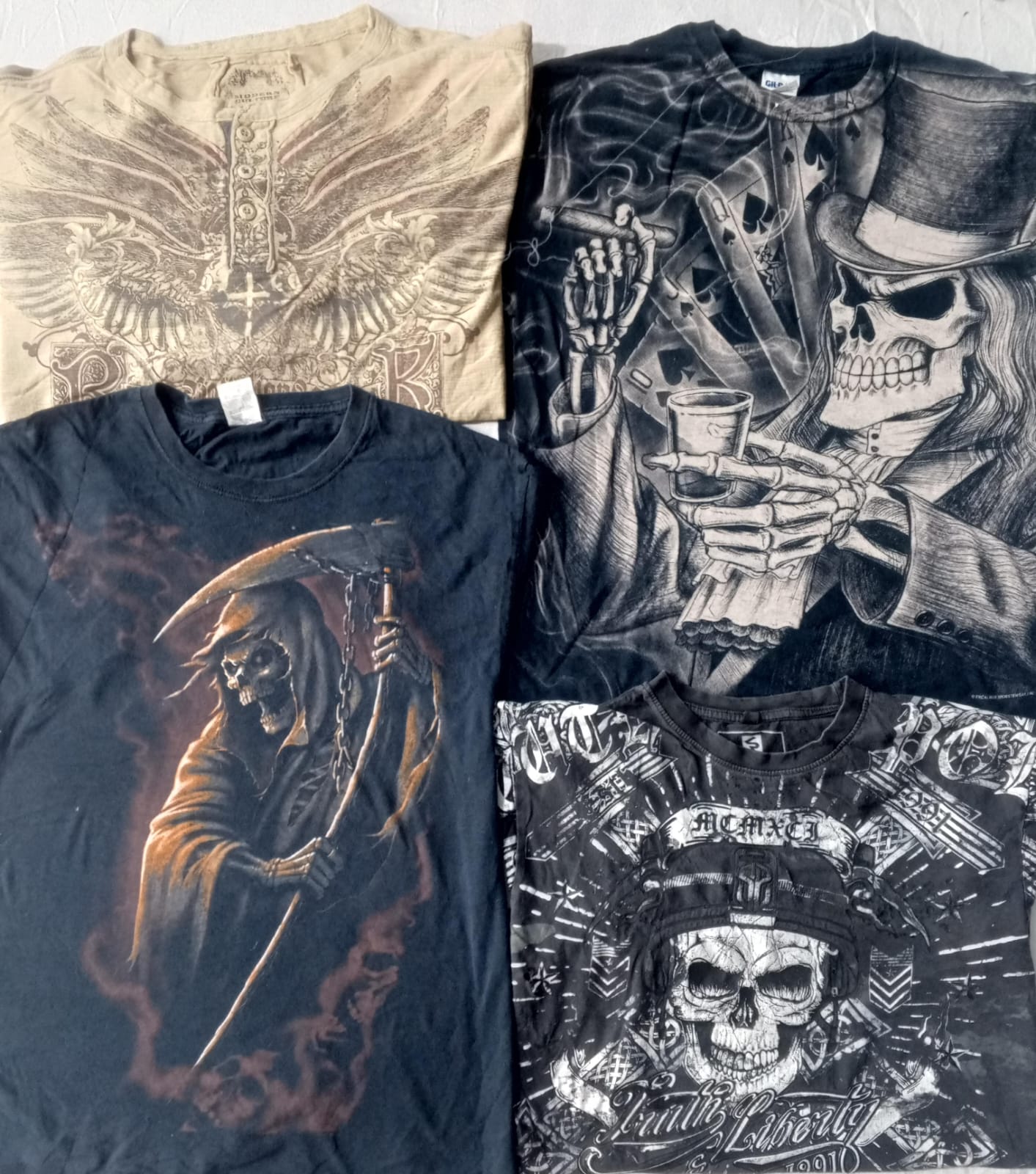 CR5695 ヴィンテージ スカル Tシャツ