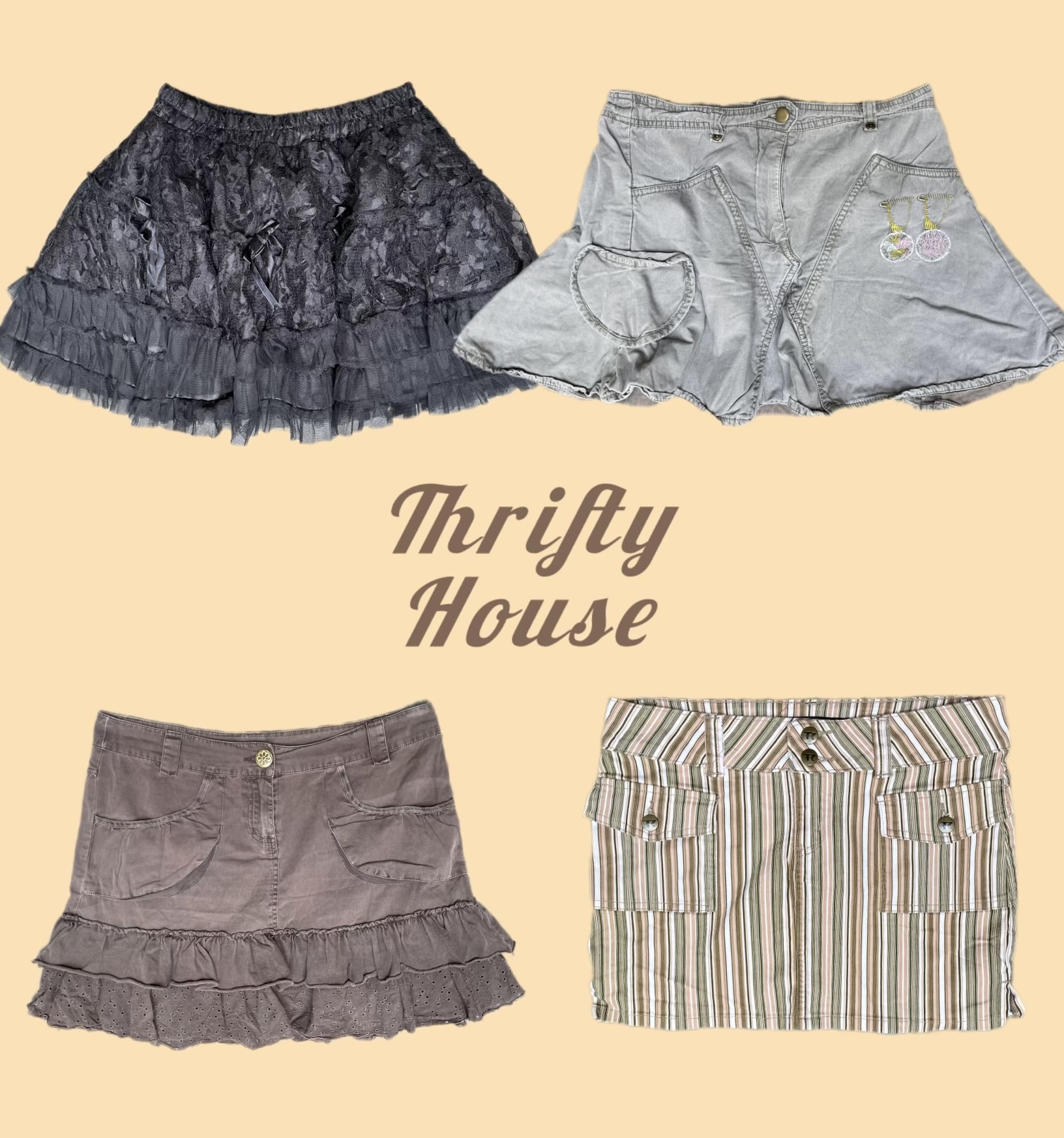 ヴィンテージラッフル＆カーゴミニスカート(TH/003)