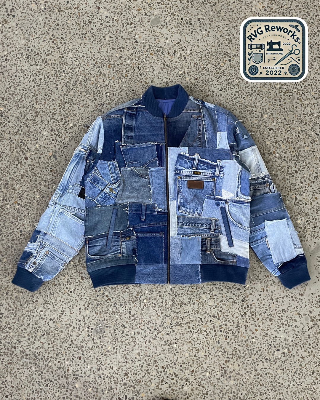 Giacca bomber in denim zero waste riciclato