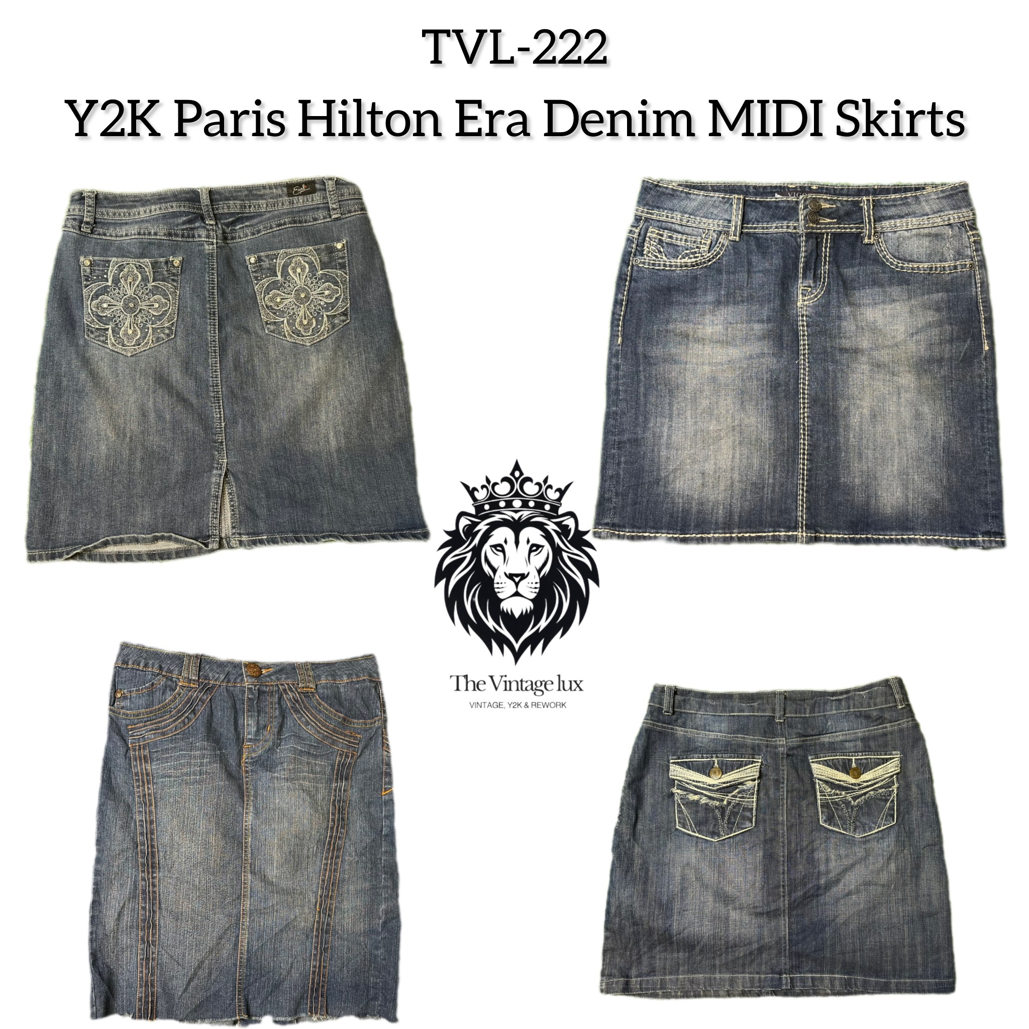 Y2K Paris Hilton Ära Denim MIDI Röcke (TVL-222)