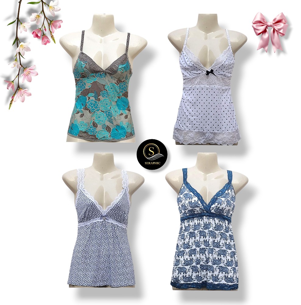 Y2K Style Blue And White Cami Tops