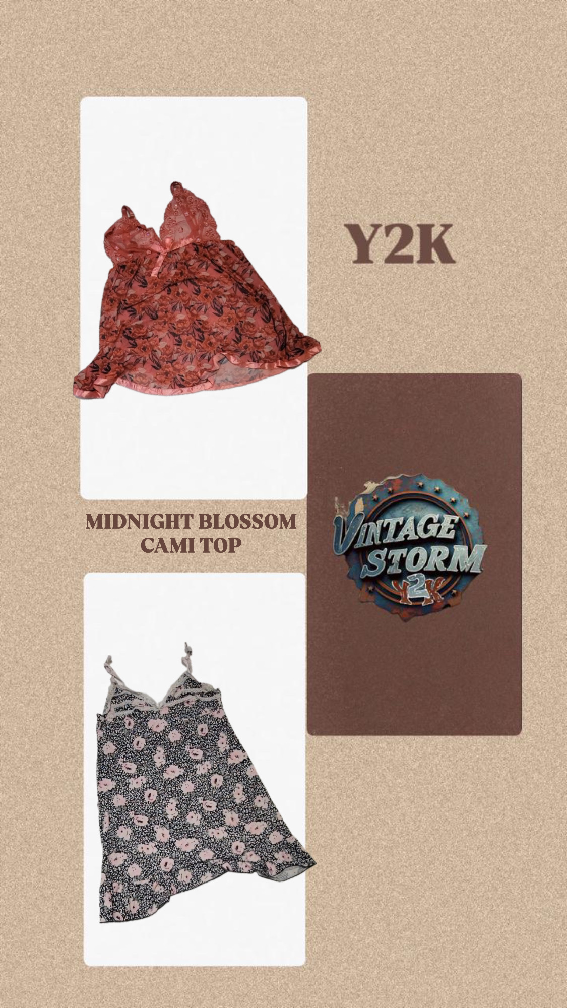 Y2K Midnight Blossom Cami Tops