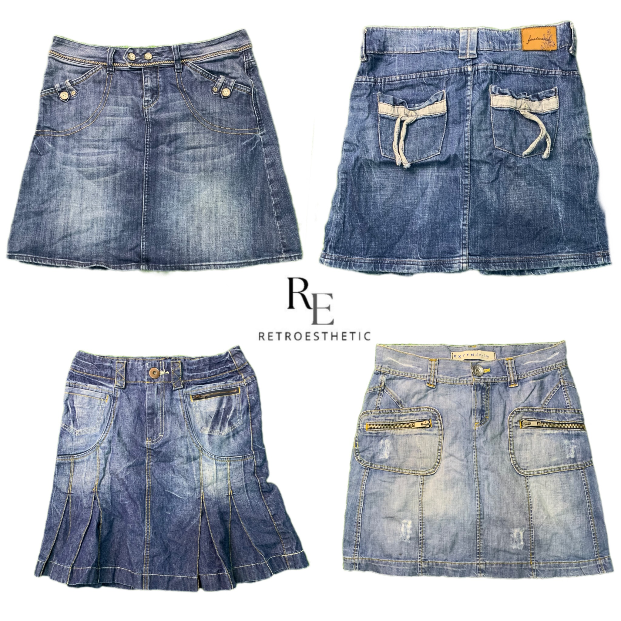 Gonne midi in denim dell'era di Britney Y2K RE-2669