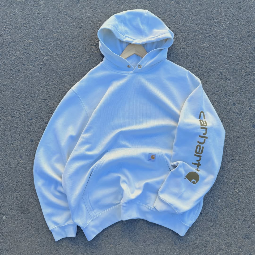 Felpa con cappuccio a girocollo rework style con stampa bianca Carhartt