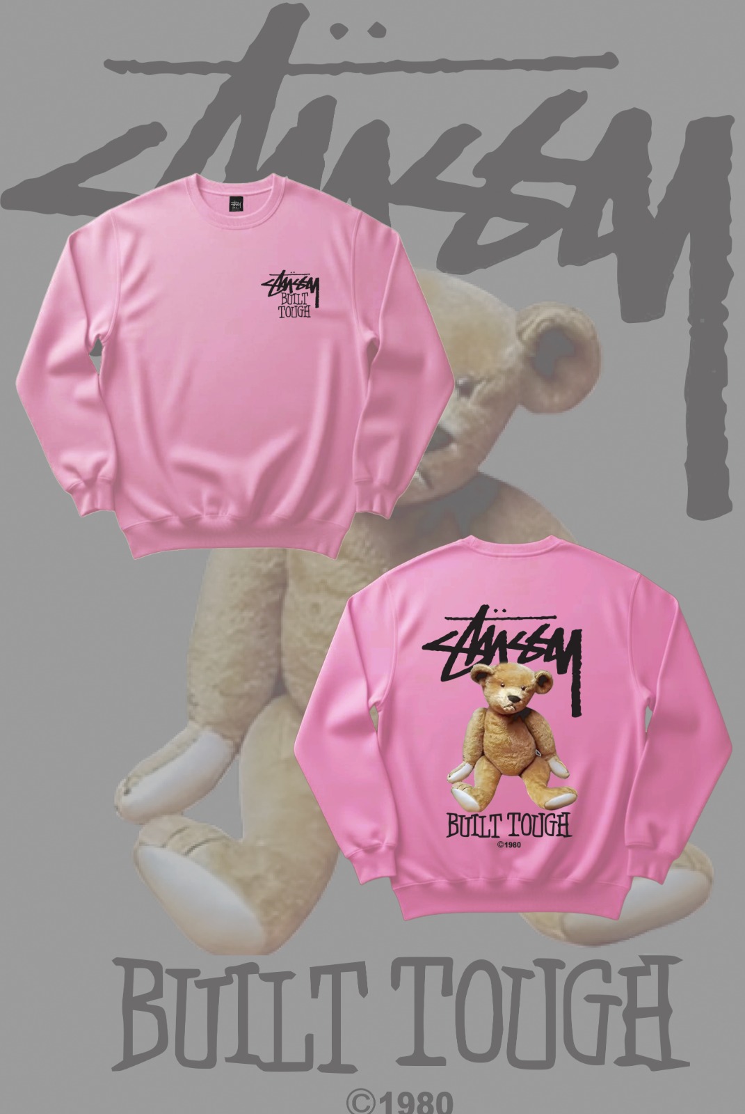 テディベア ステューシー スウェットシャツ リワークスタイル