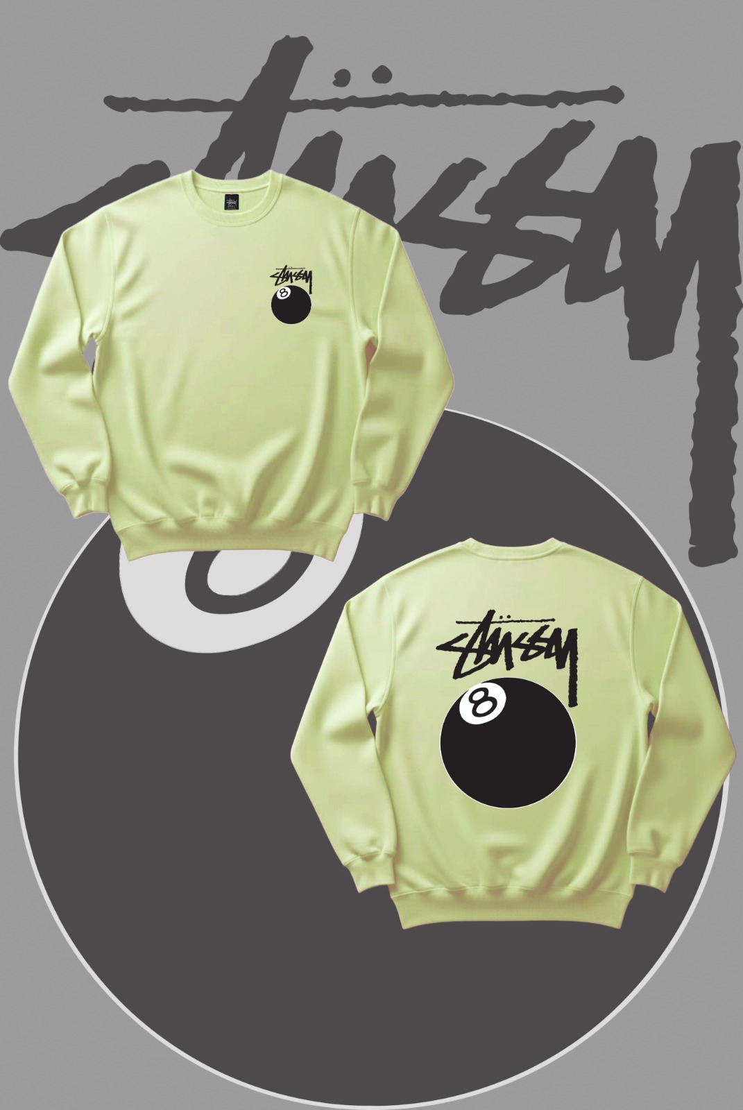 felpe stussy con ragazze 8ball in stile rework