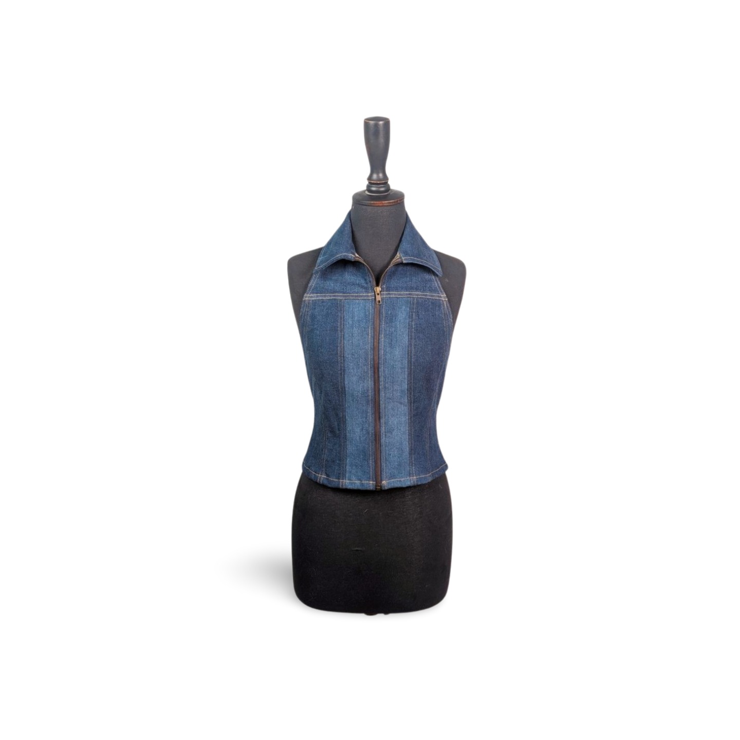 UPCYCLED DENIM HALTER TOP