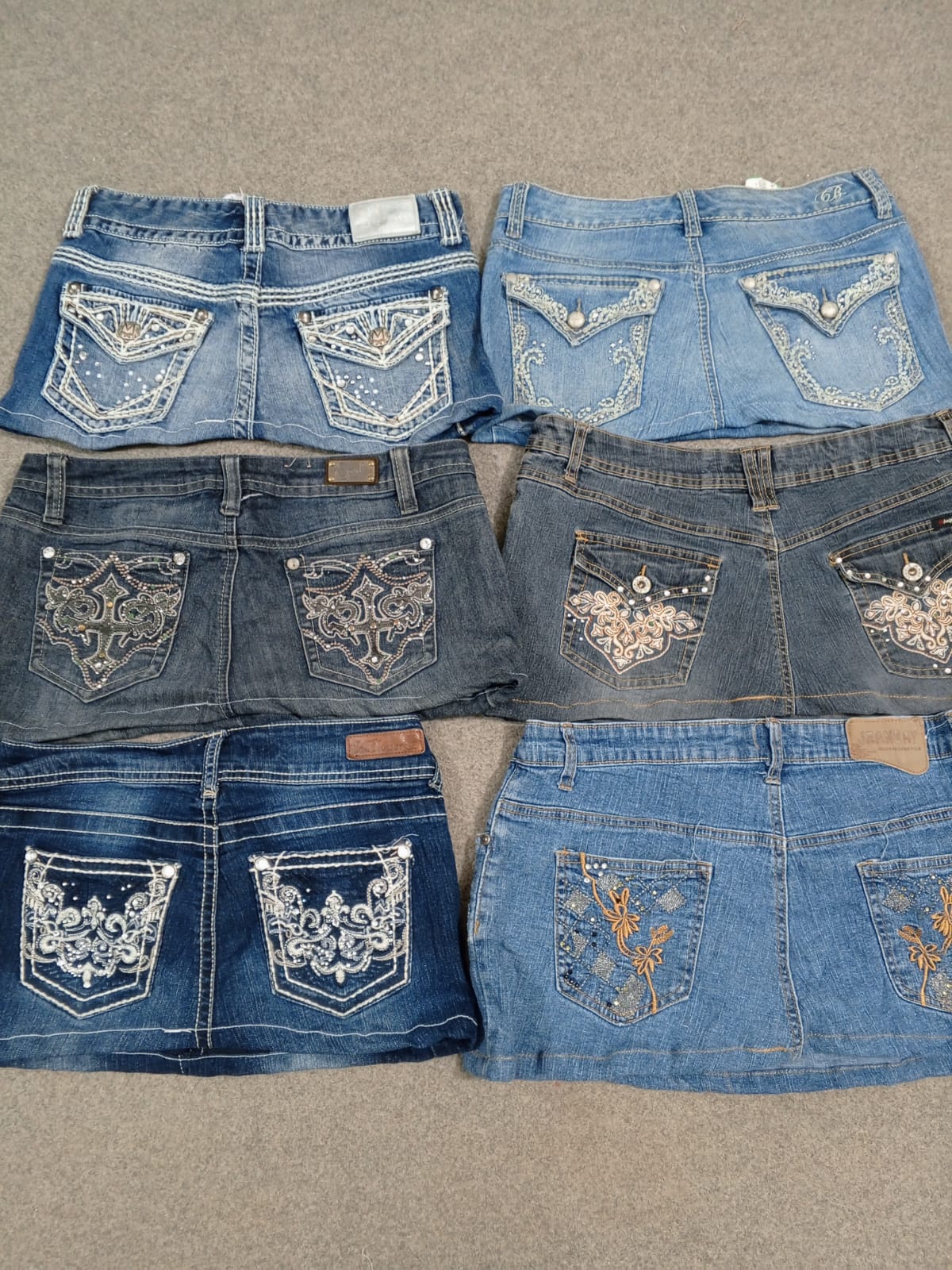 HD1273 Damen Upcycled Y2K Denim Mikro Mini Röcke