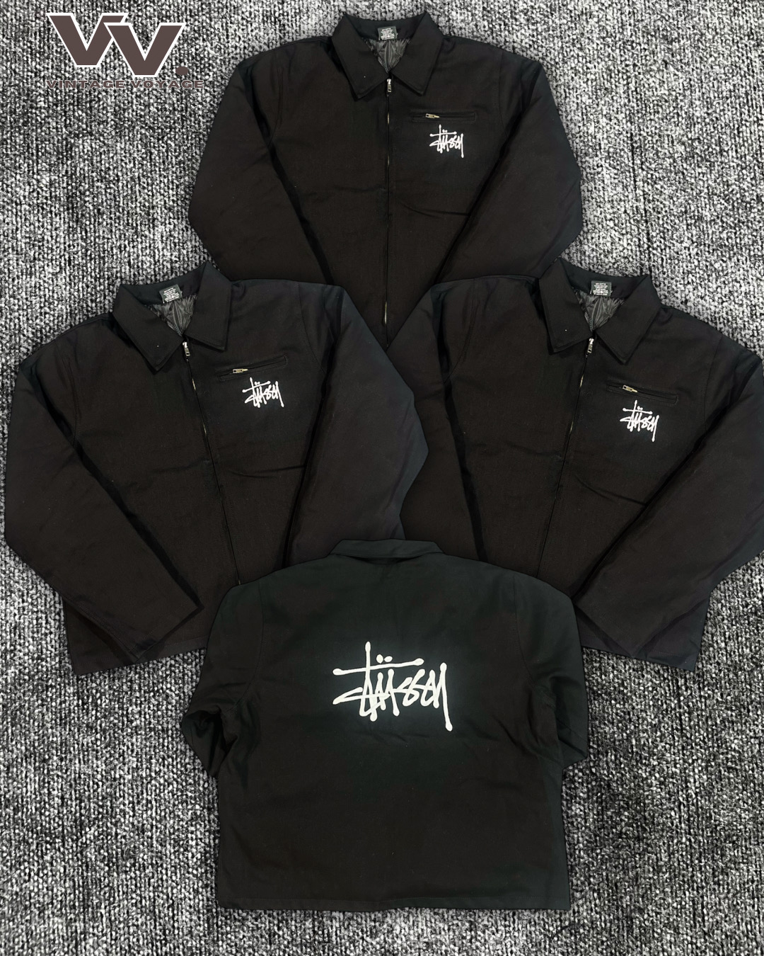 Chaquetas negras Detroit reeditadas de Stussy #2512