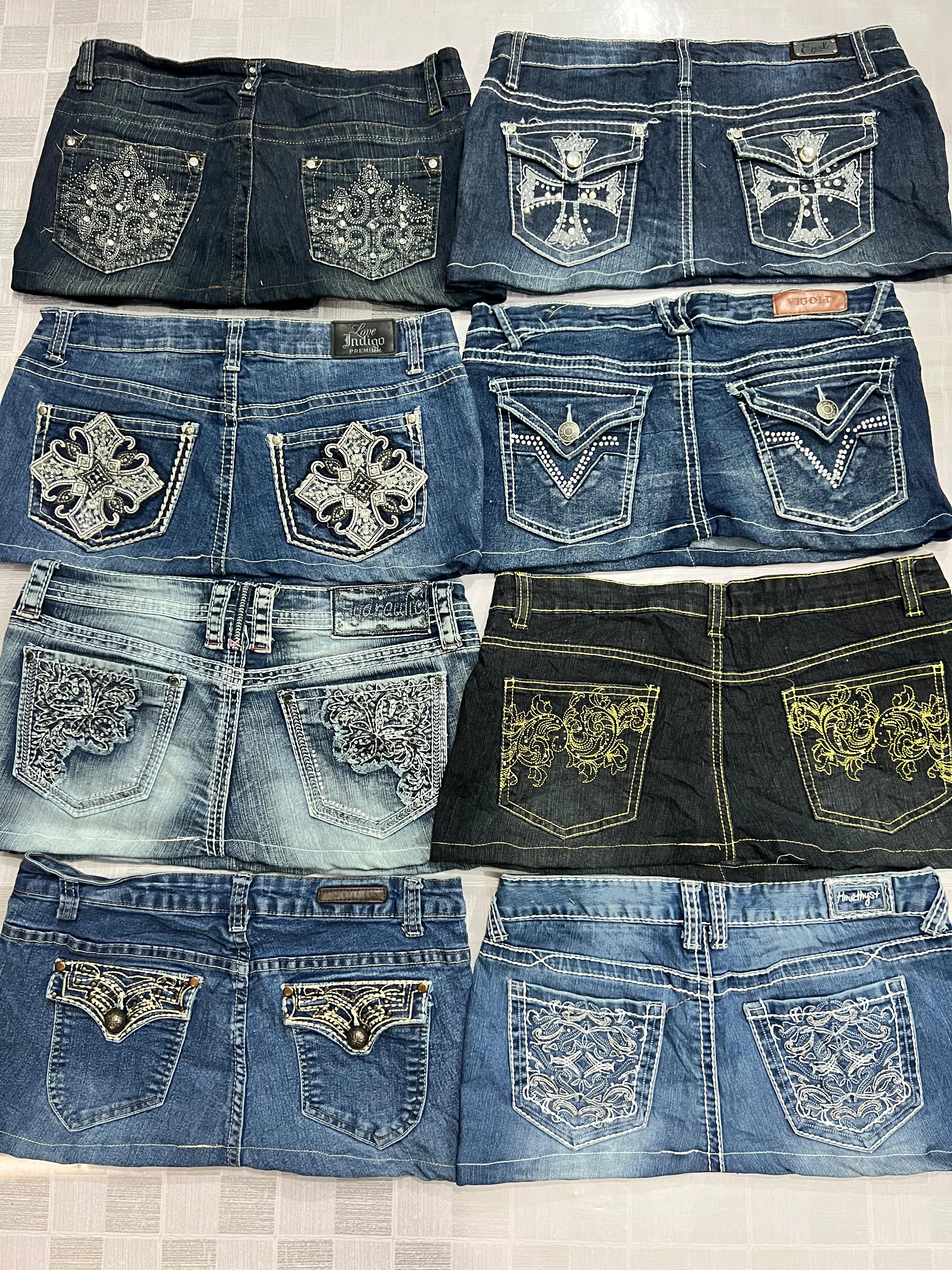 R321 Upcycled Ladies Embellished Mini Skirts