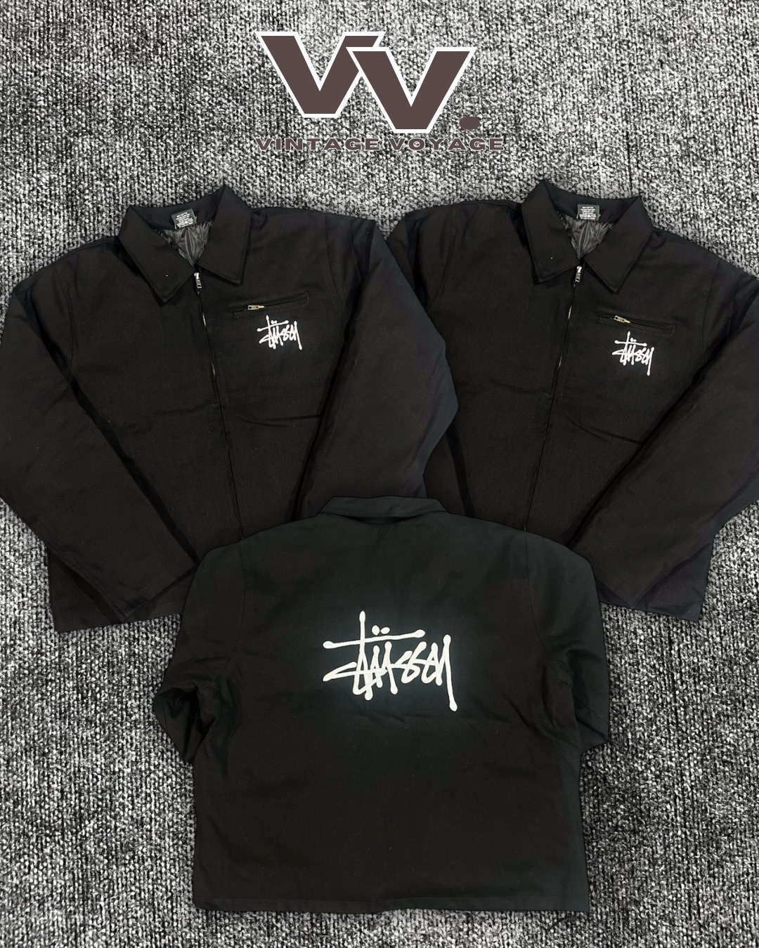 Stussy reworked style black Detroit jackets #2612