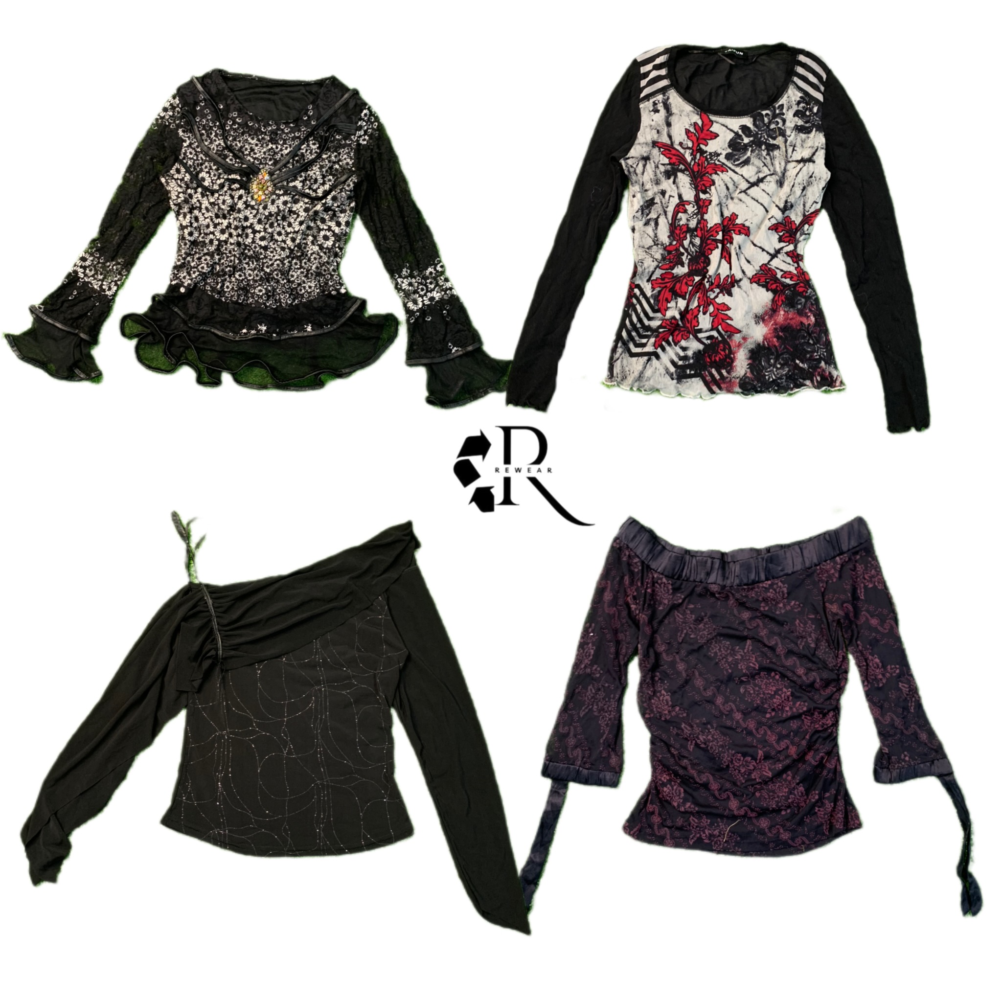 Y2K European Romantic Mesh Full Sleeve Tops Rw-1413