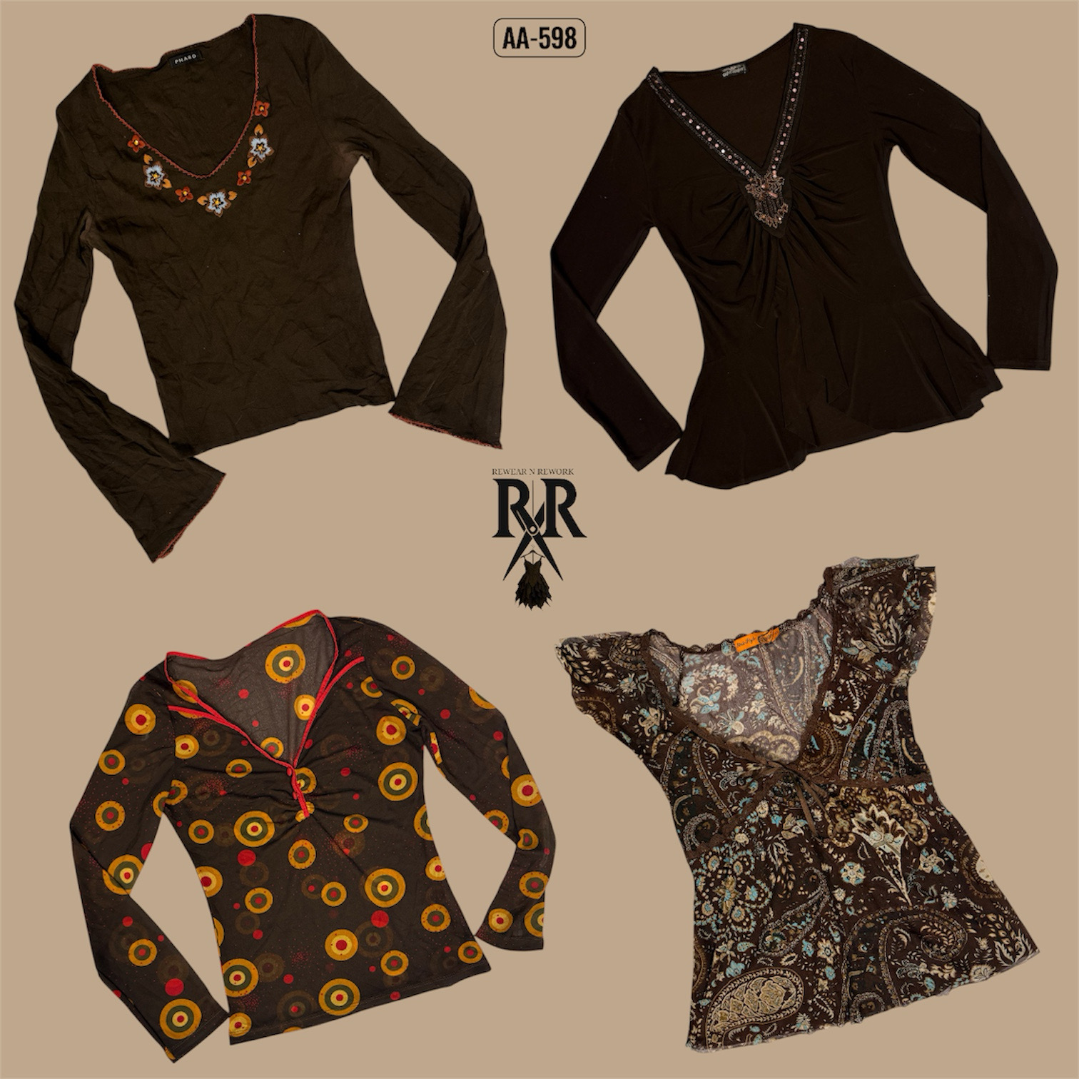 Y2K Earthy Tone Mix Tops (AA-598)