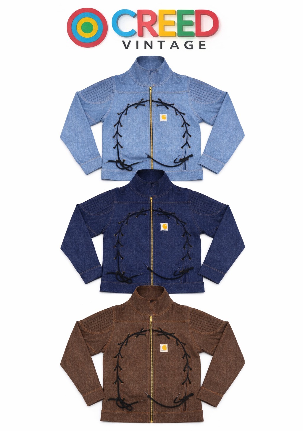 CR1082 Upcycled Carhartt Denim Lace-Up Jacket