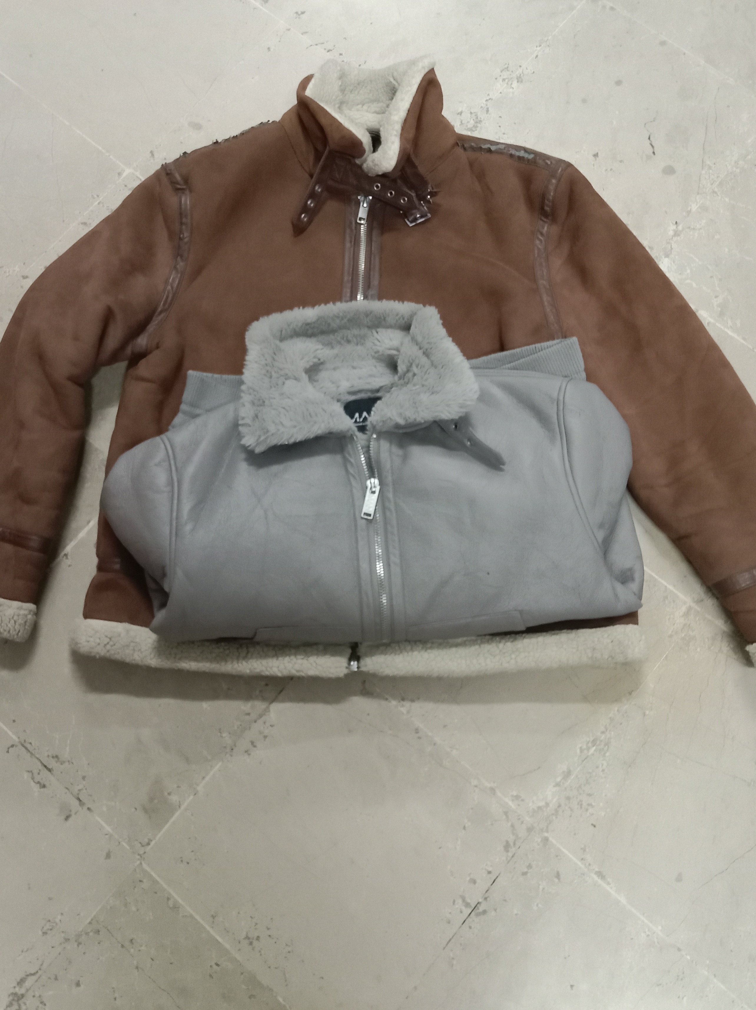 Leather Sherpa jacket