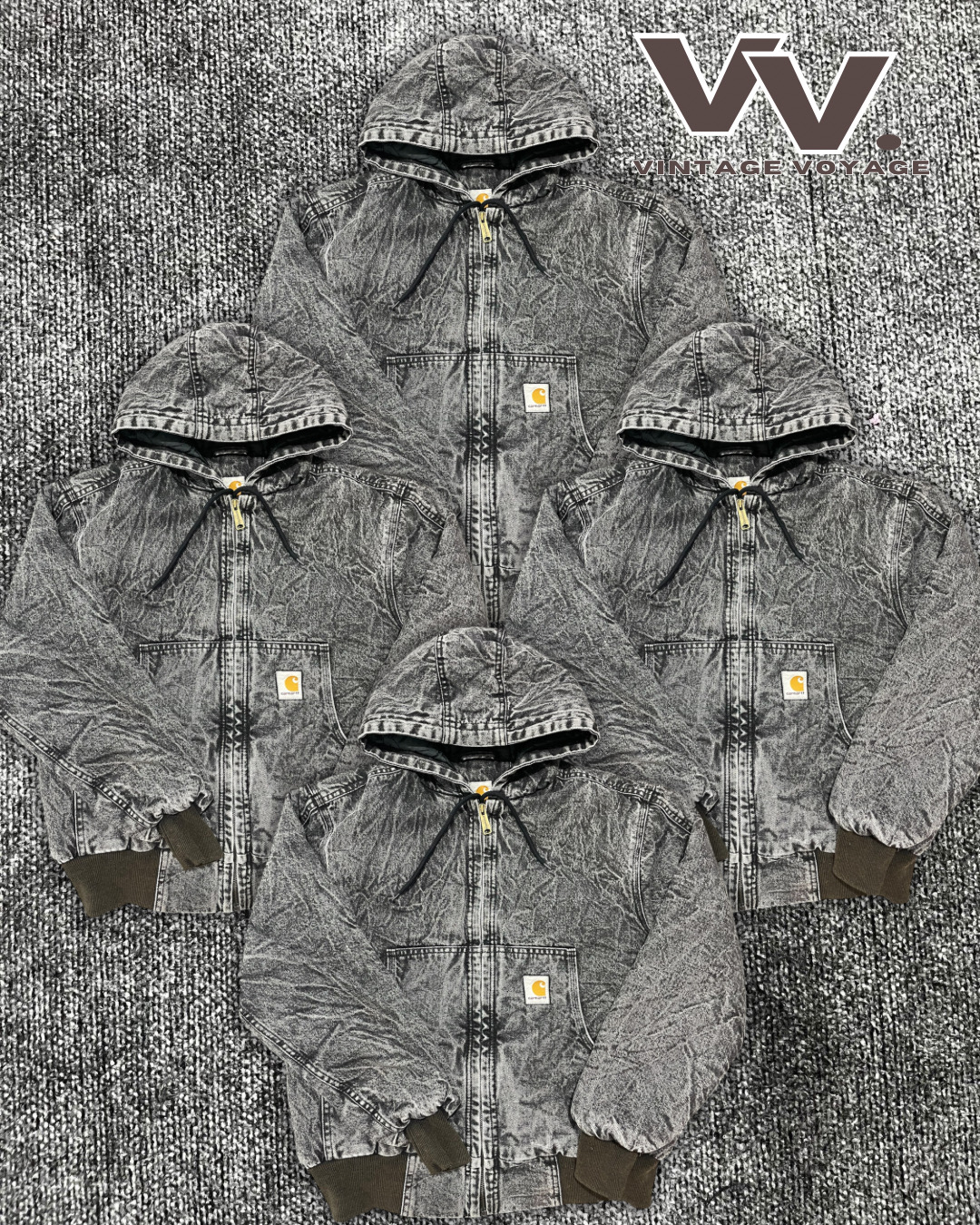 Veste active Carhartt retravaillée style lavage acide gris foncé #2712