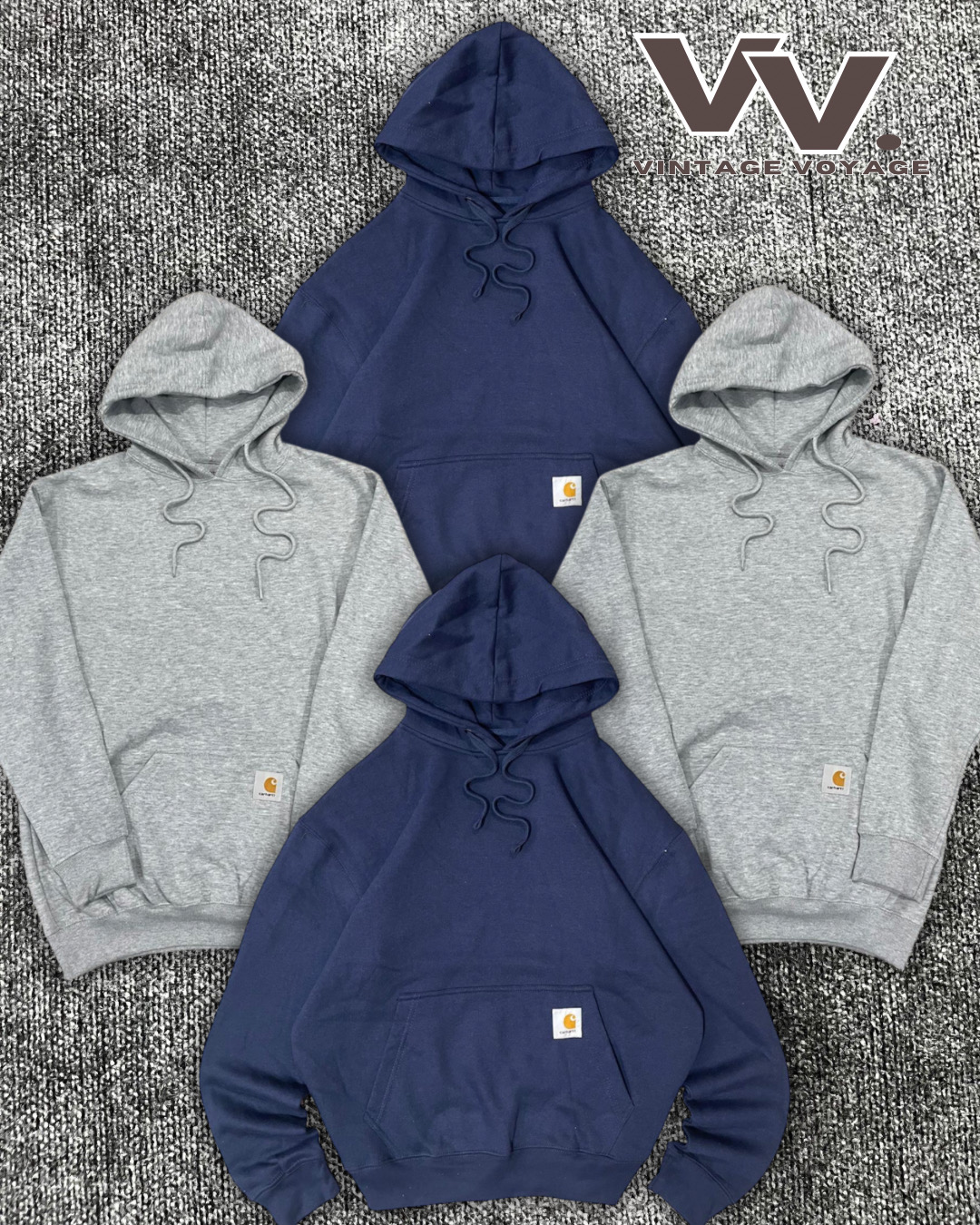Pulls à capuche gris et marine revisités Carhartt #2712