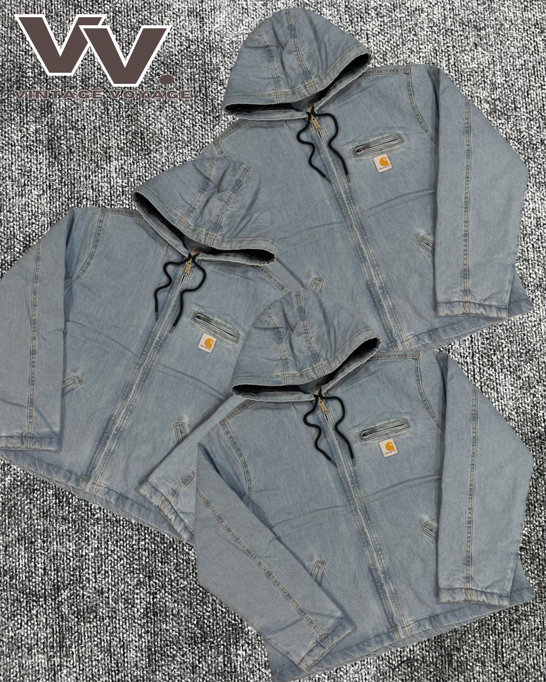 Jaquetas ativas de denim claro reestilizadas da Carhartt Detroit #2712