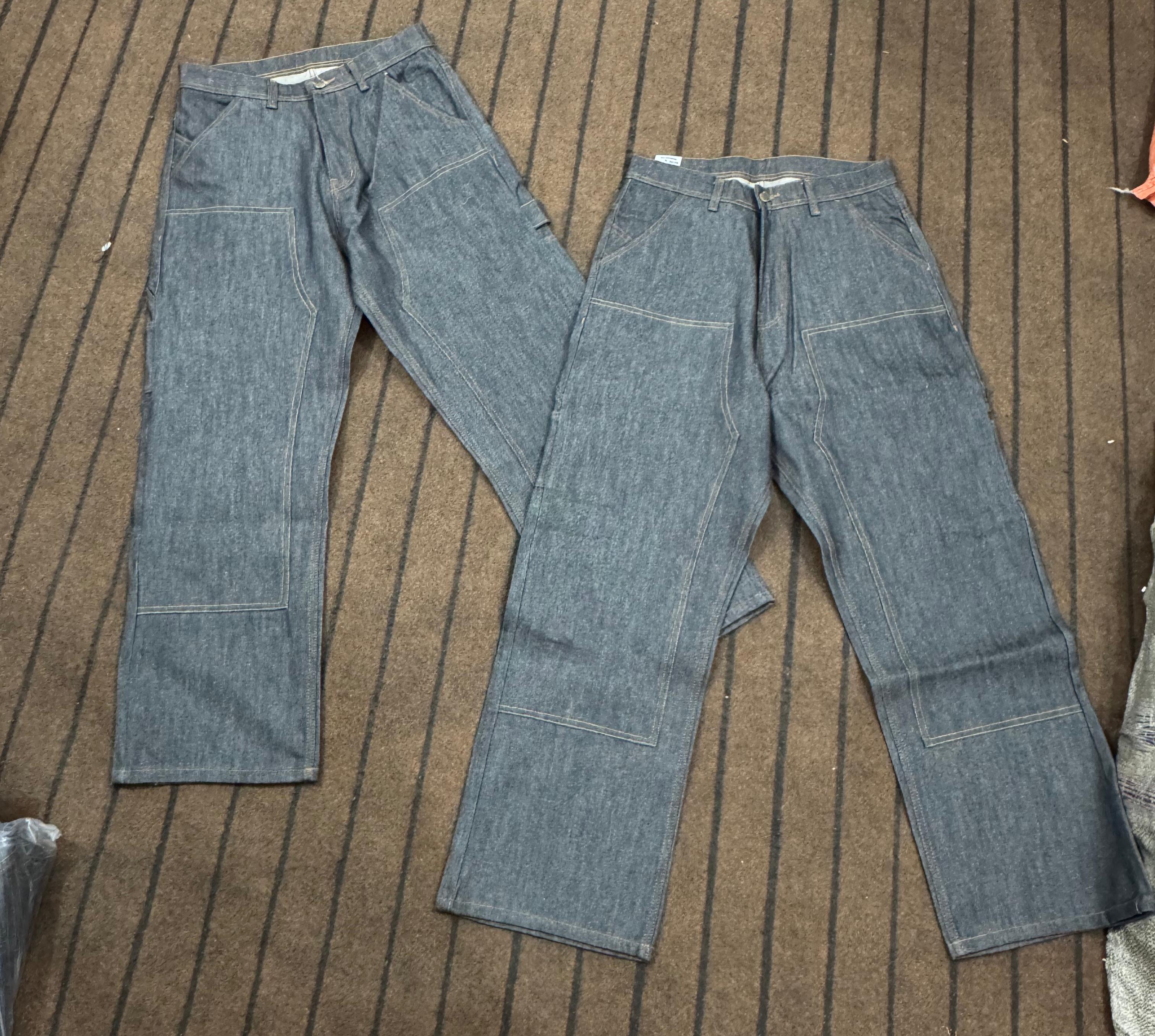 Jeans Carhartt Raw Black Denim Baggy Double Knee Rework Style