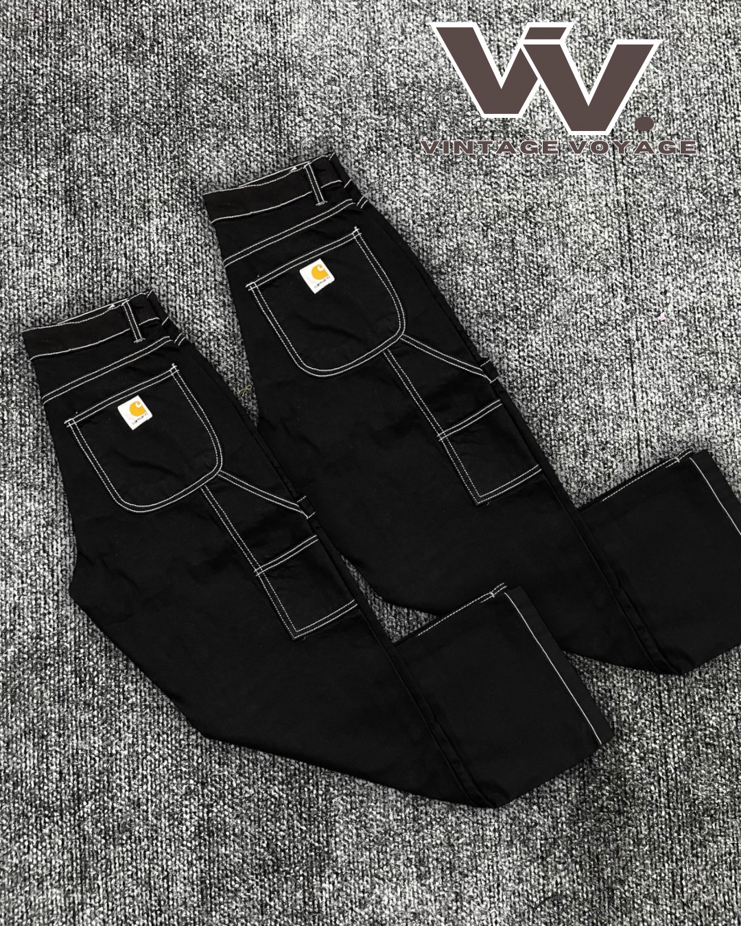 Carhartt reworked style black white stitch pants #2912