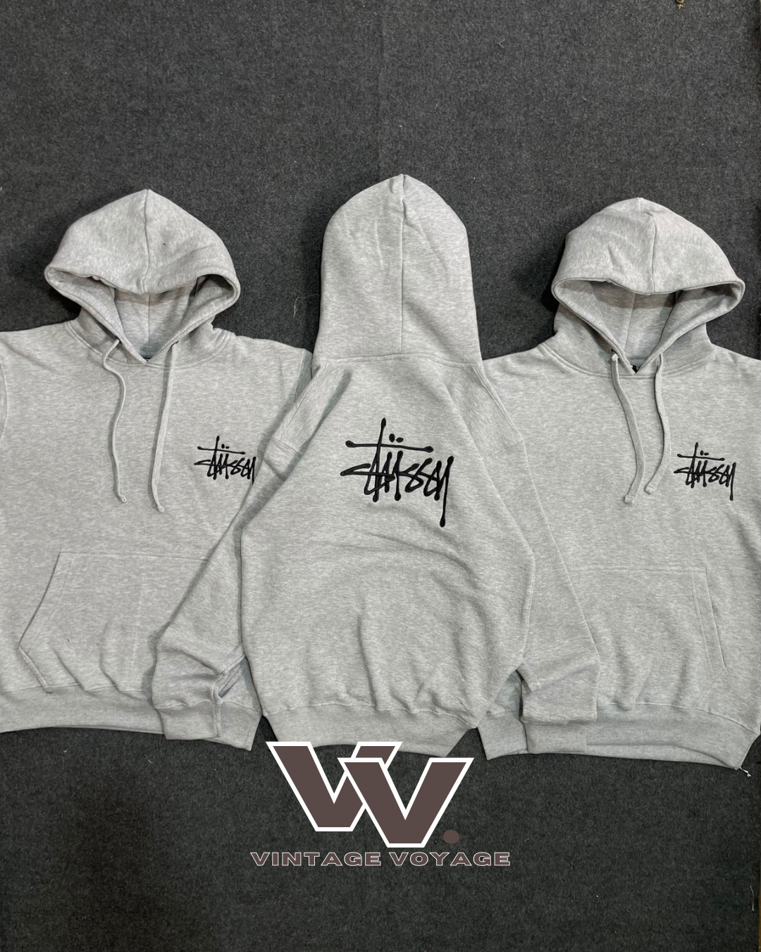 Stussy reworked style grey pullover hoodies #2912