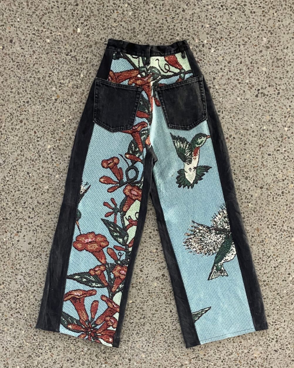 Upcycled Tapestry Panel Denim-Hose