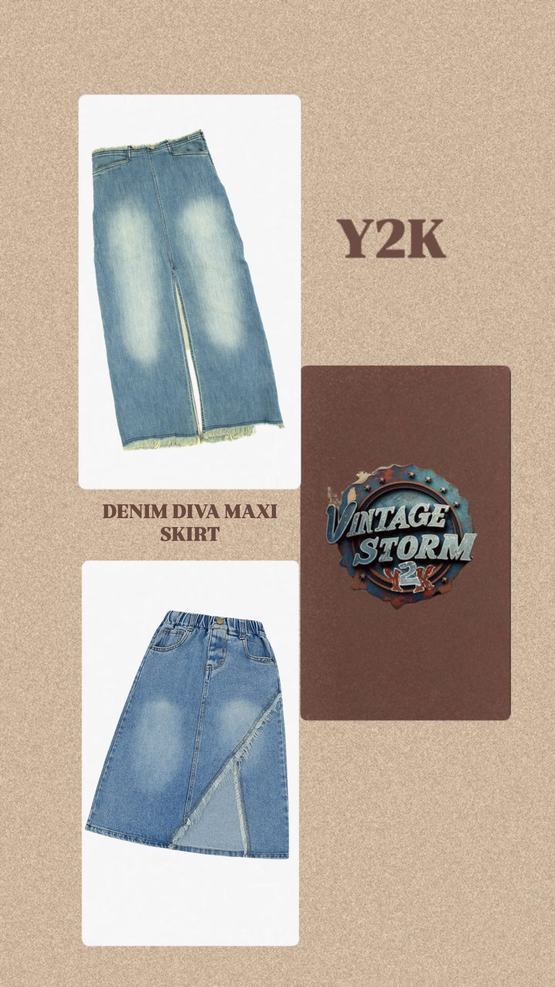 Y2K Denim Diva Maxi Skirt