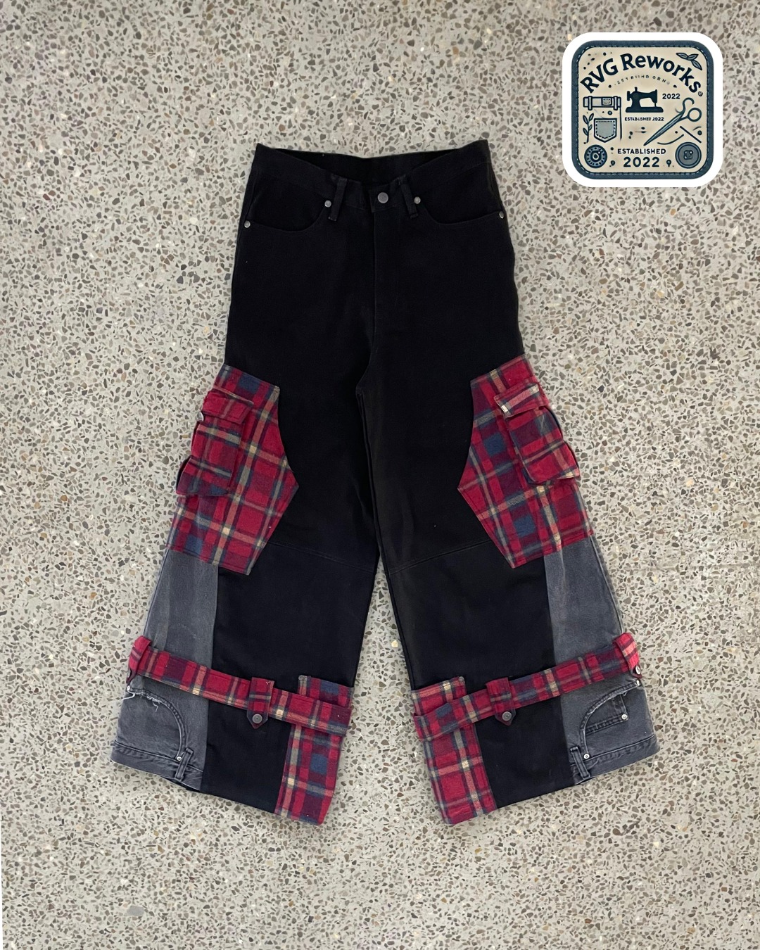 Upcycled Plaid Cargo Patchwork Pants
