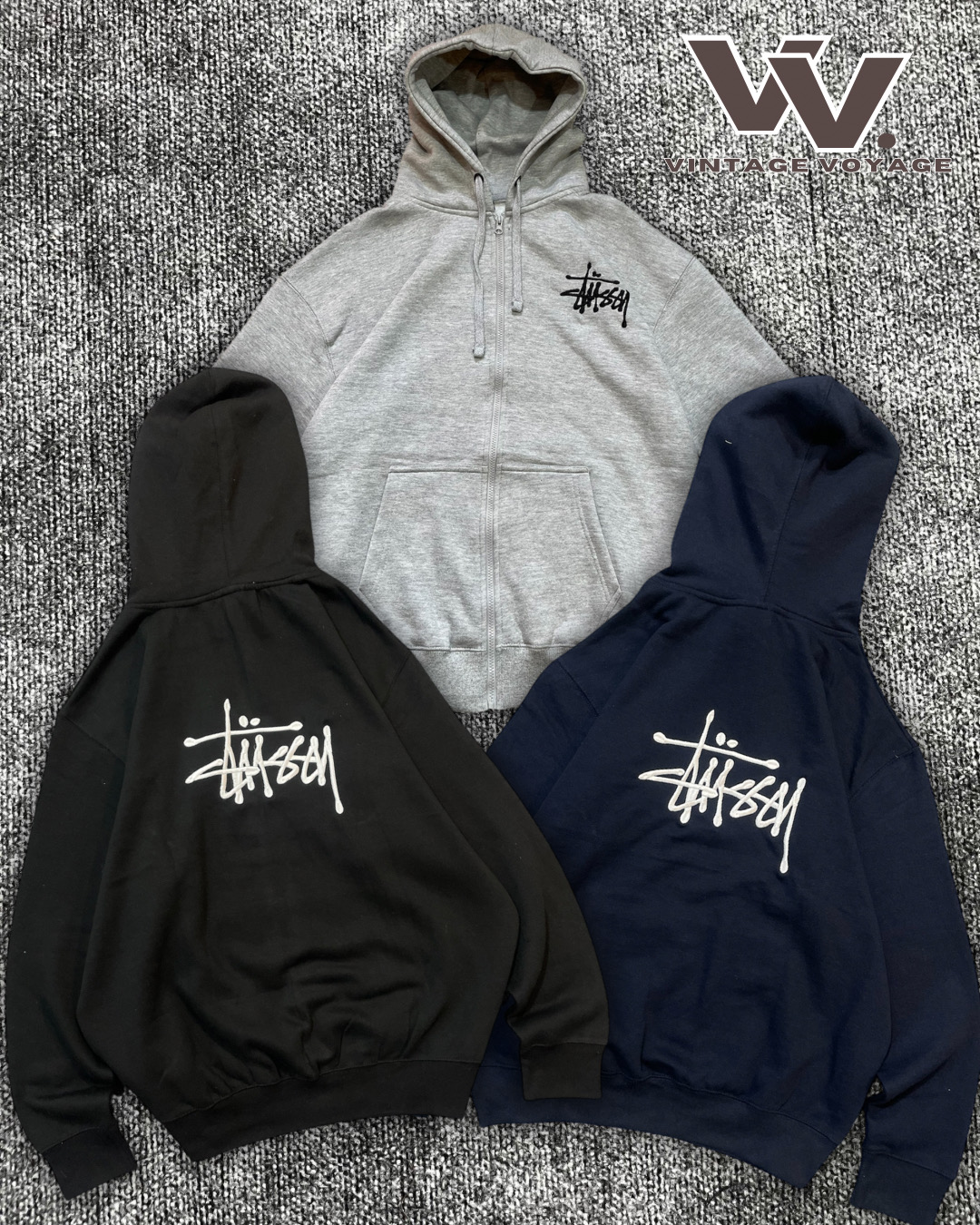 Stussy reworked style mix colour zipper hoodies