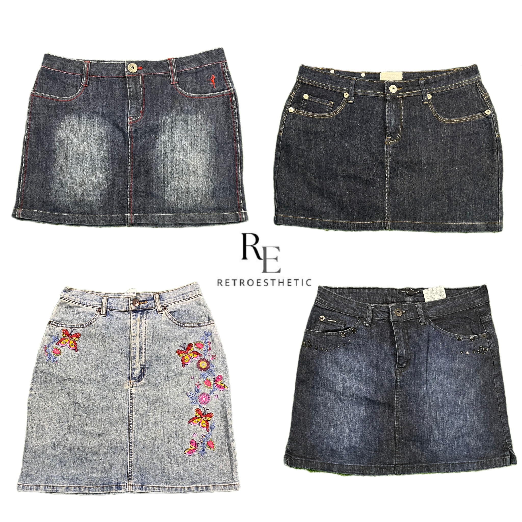 Jupes Mini en Denim Cyber Gitl de l'époque Y2K RE-2677