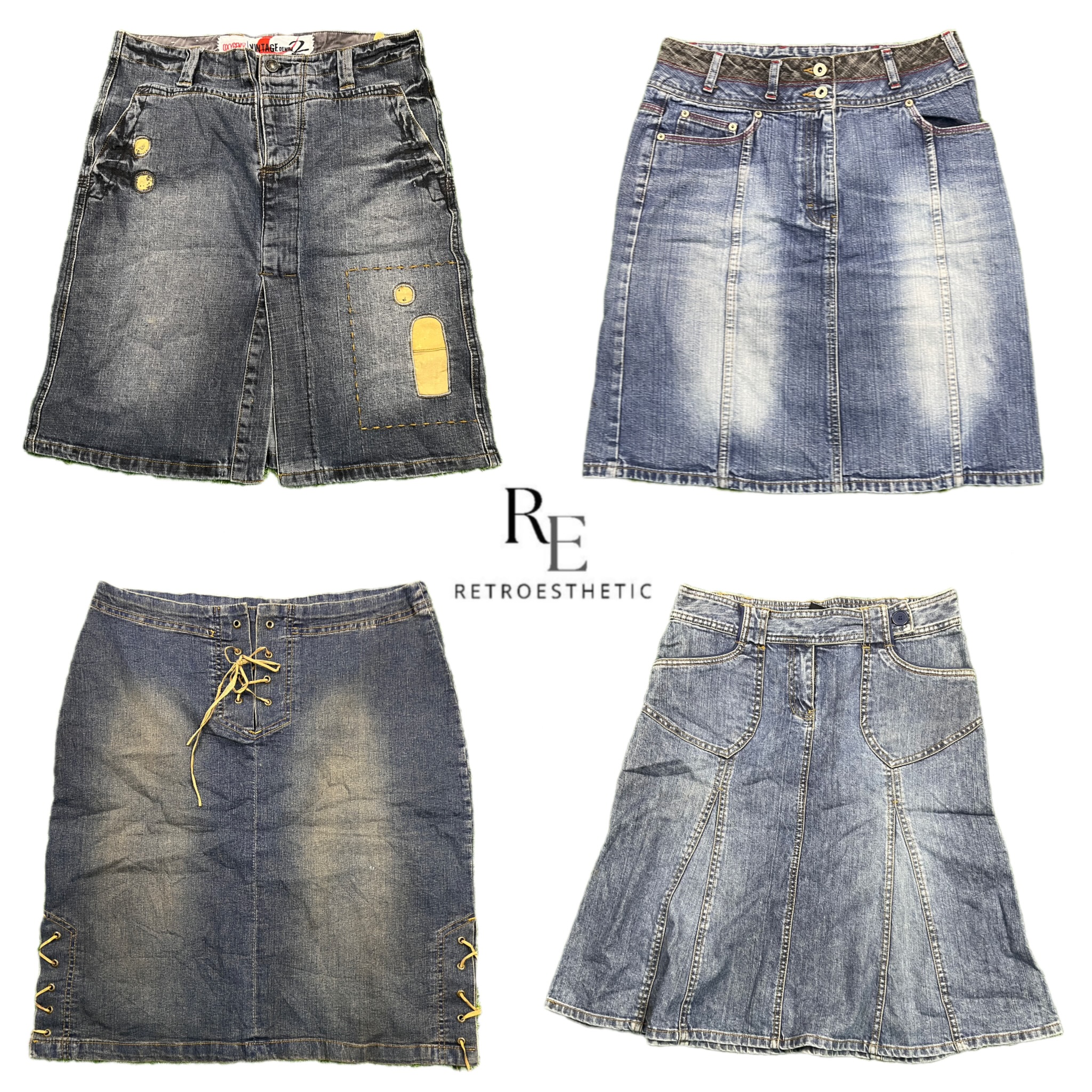 Jupes midi en denim Y2K Edgy Girl RE-2678