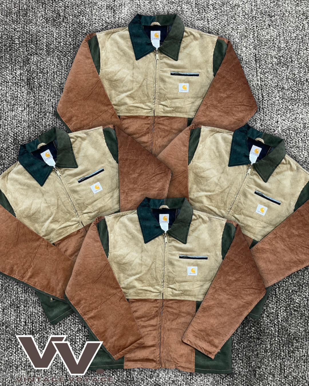 カーハート再構築スタイル コーデュロイ パッチワーク デトロイト ジャケット #3012