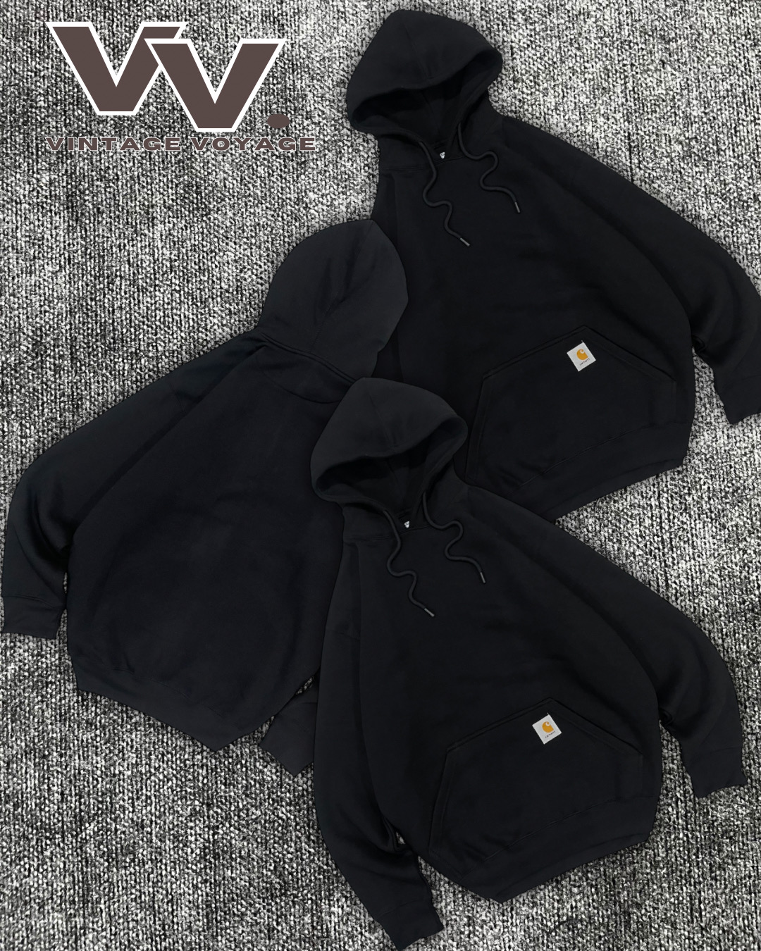 Carhartt reworked style black pullover hoodies #3012