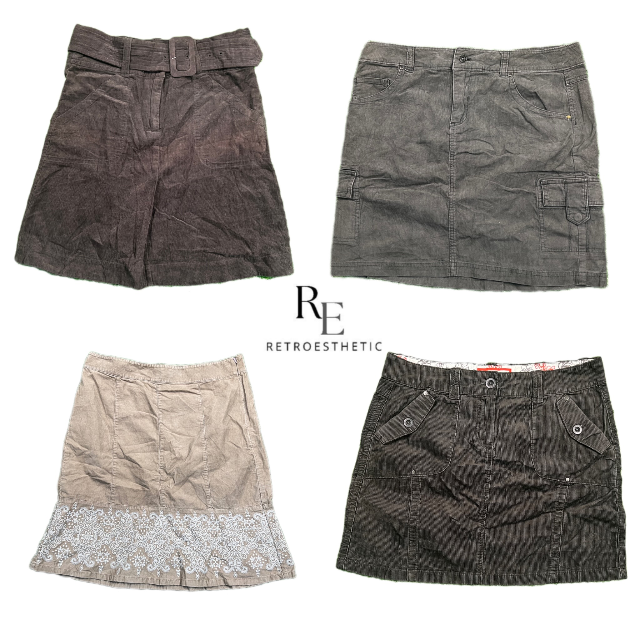 Jupe en velours côtelé Y2K Cow Girl RE-2683