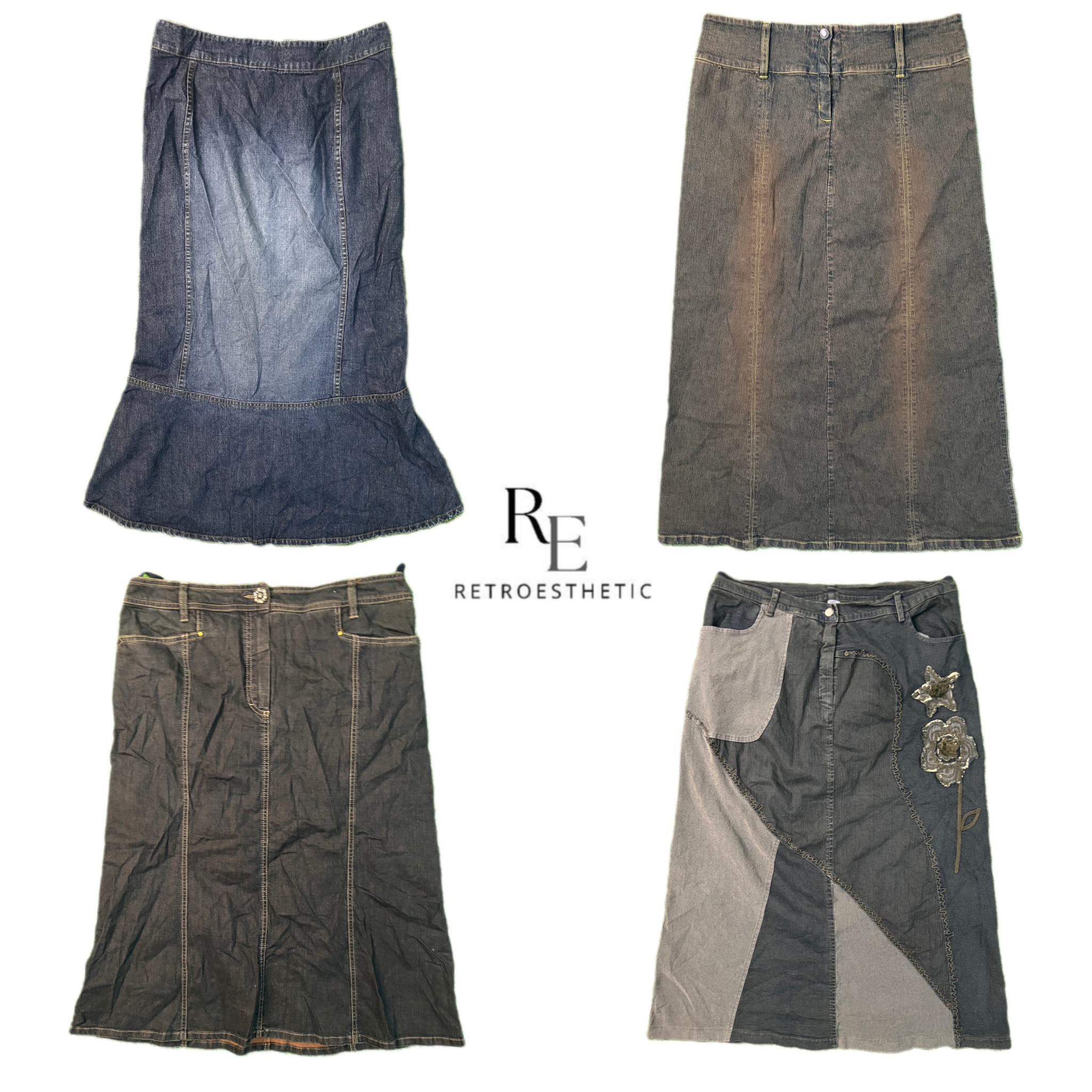 Jupe maxi en denim Y2K Edgy Girl RE-2684