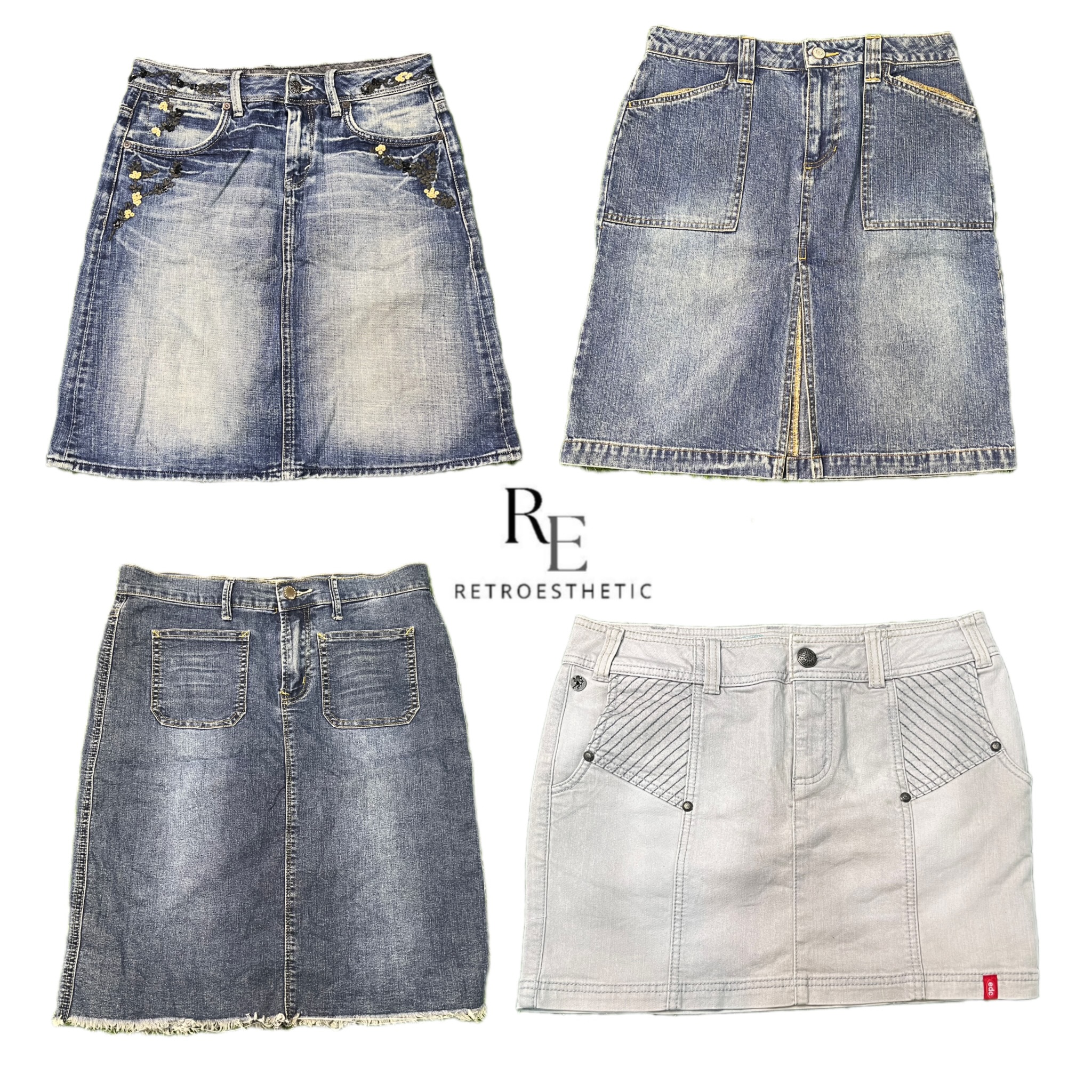 Jupes midi en denim Y2K NYC IT Girl RE-2671