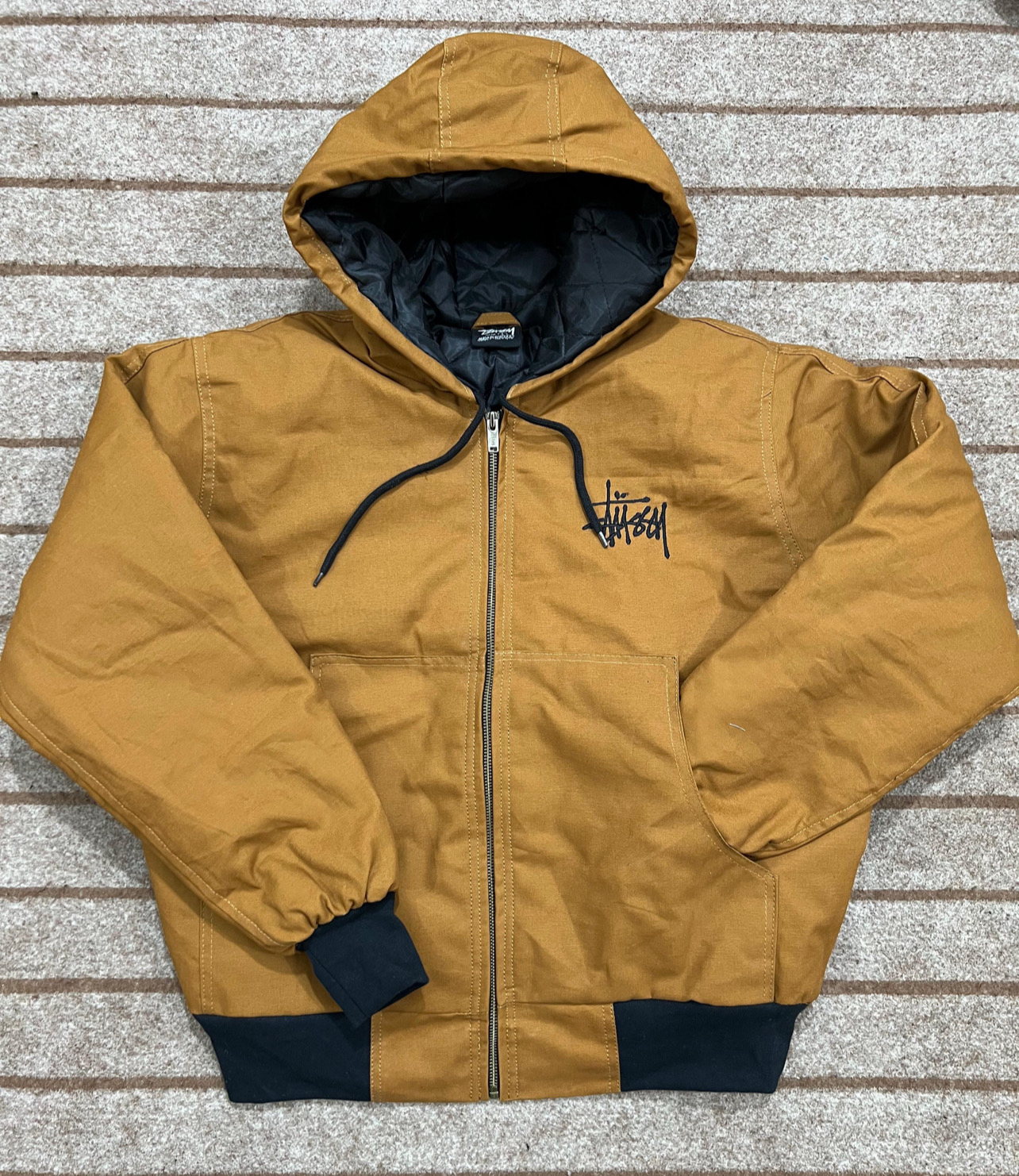 Stussy rework style beige hoodie