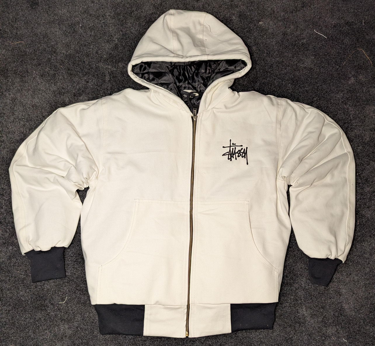 Stussy rework style white hoodies jacket