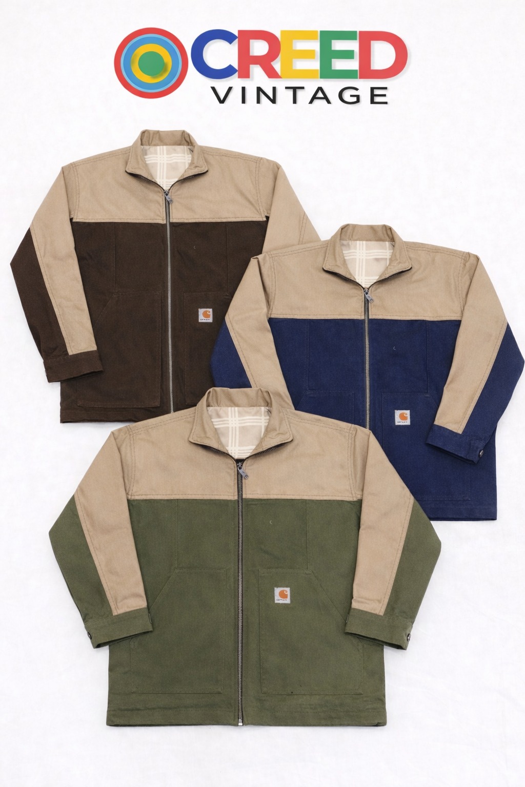 CR1091 Upcycled Two-Tone Utility Zip Jacket