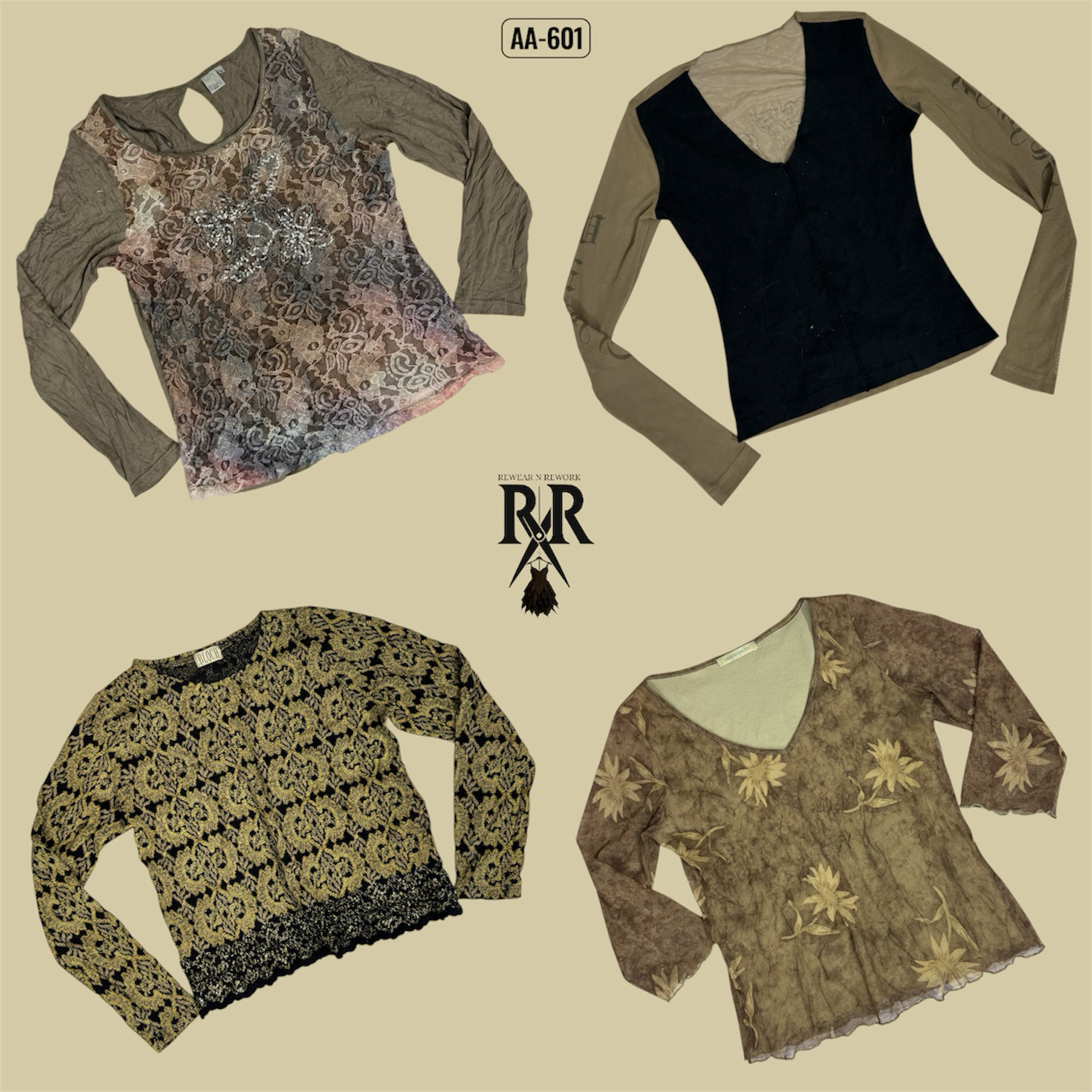 Y2K Boho Earthy Tone Full Sleeve Tops (AA-601)