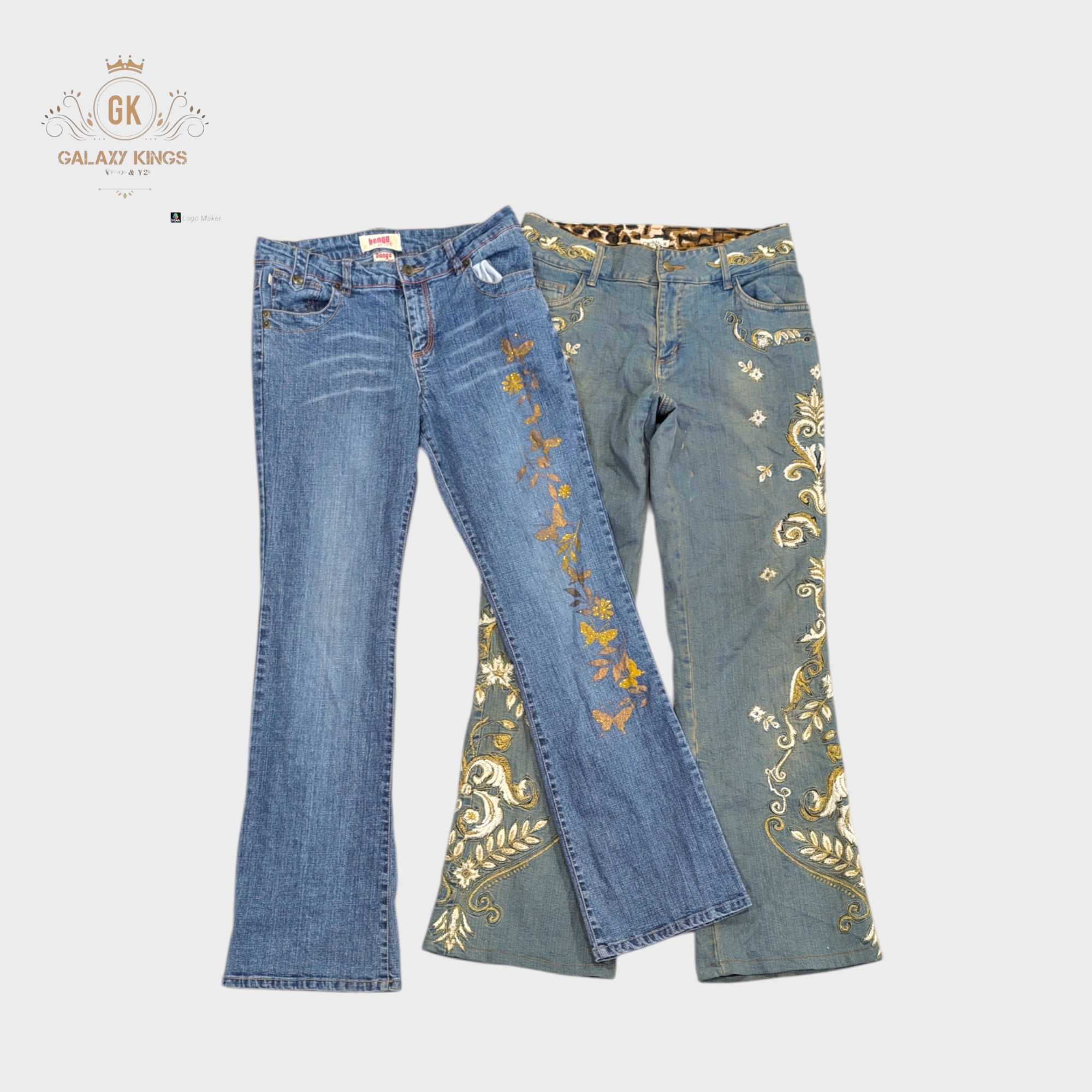 Jean évasé des années 90 avec broderie Y2K