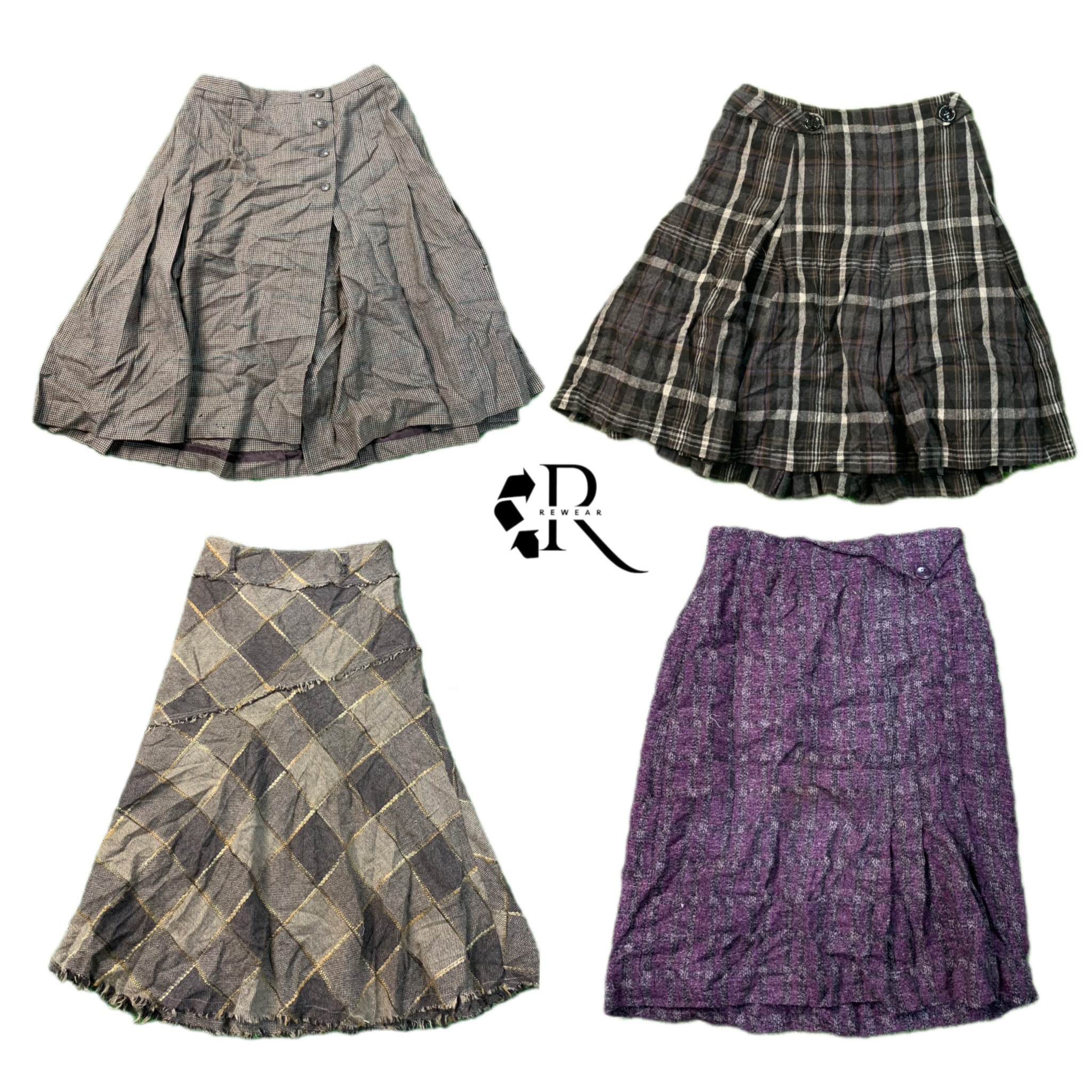 Jupes maxi en mélange de laine Y2K Cow Girl RW-1425